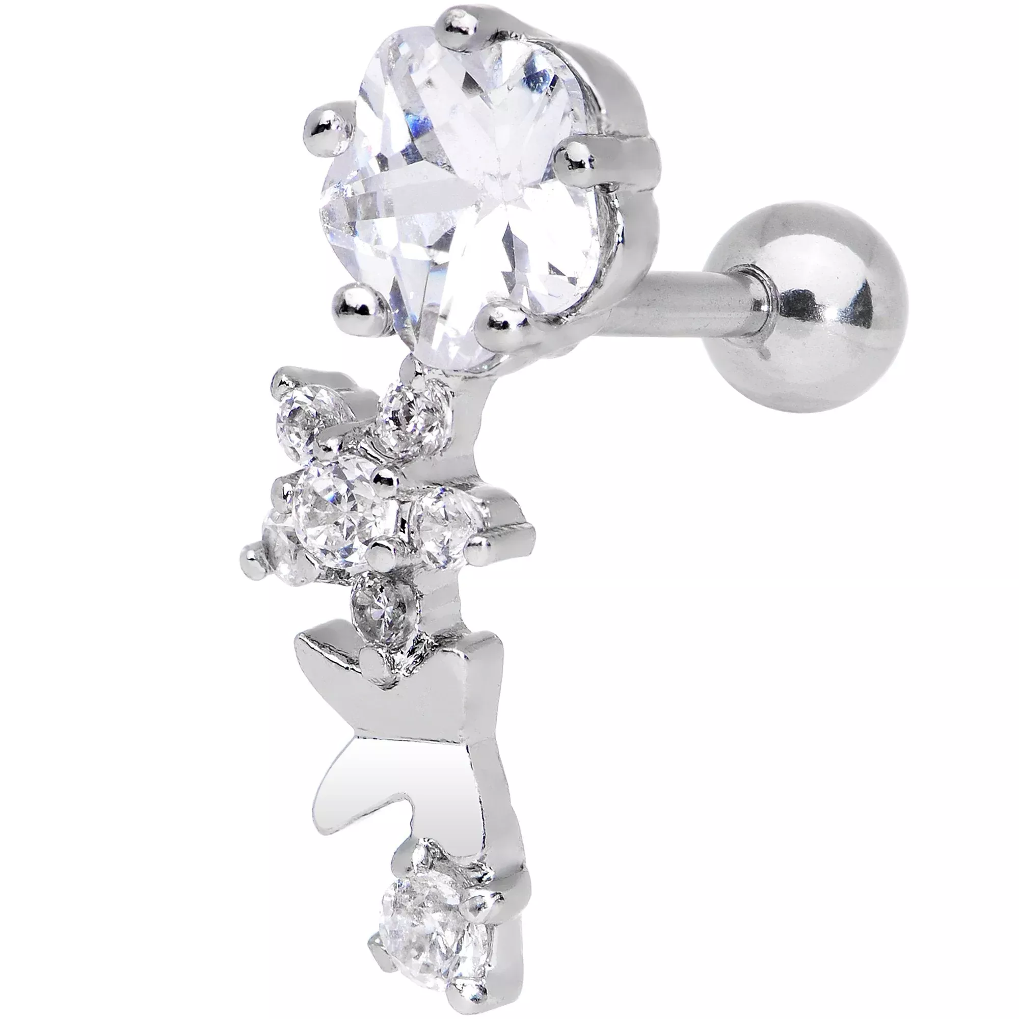1 /4 Clear Gem Cascade Right Cartilage Earring