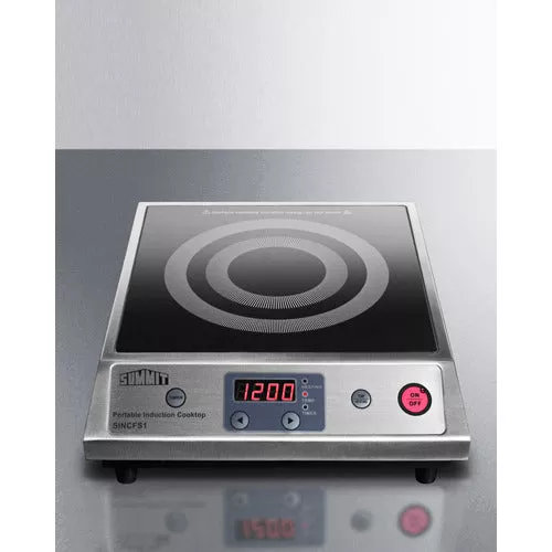 115V Portable Induction Cooktop With Schott Ceramic Glass Surface, Stainless Steel Base, And 7-Piece Induction Cookware Set Included - SINCFS1 Summit