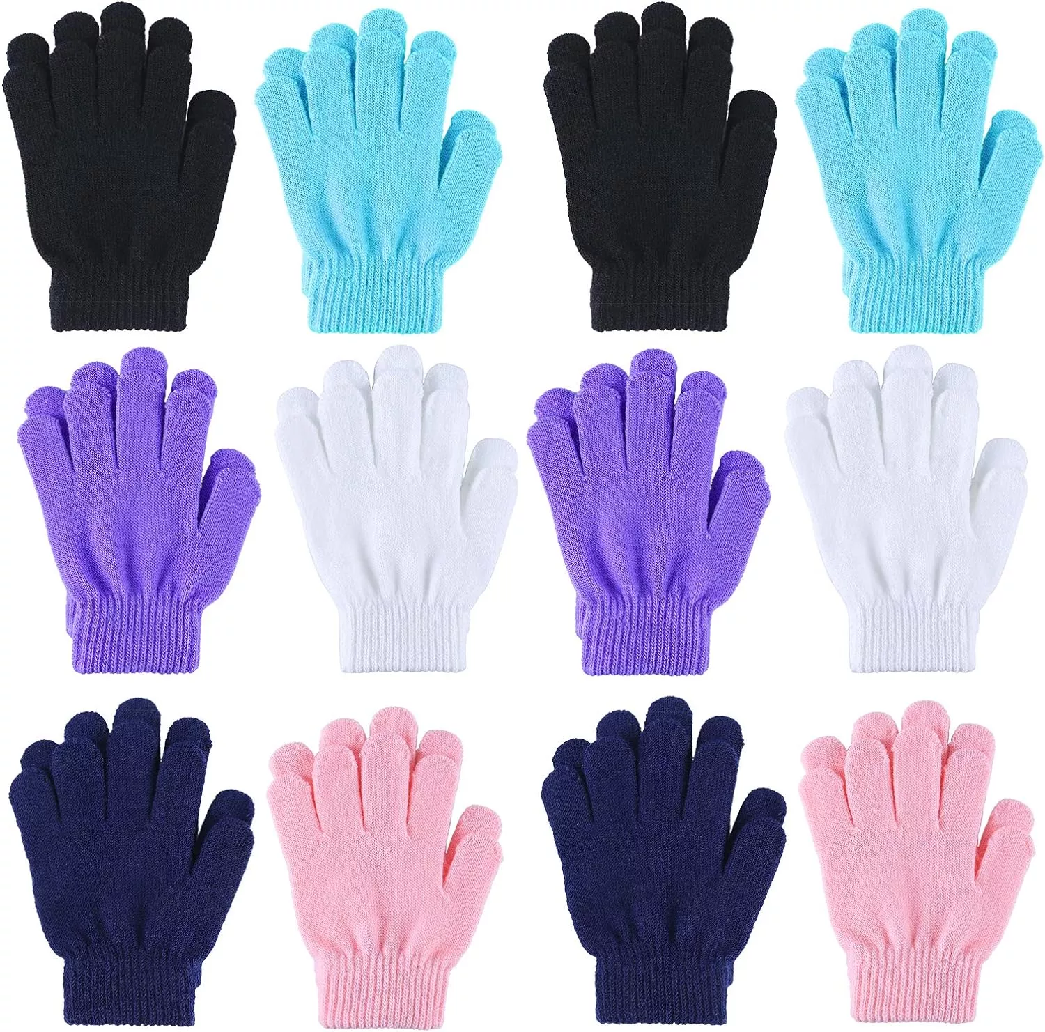 12 Pairs Kid's Winter Magic Knit Gloves