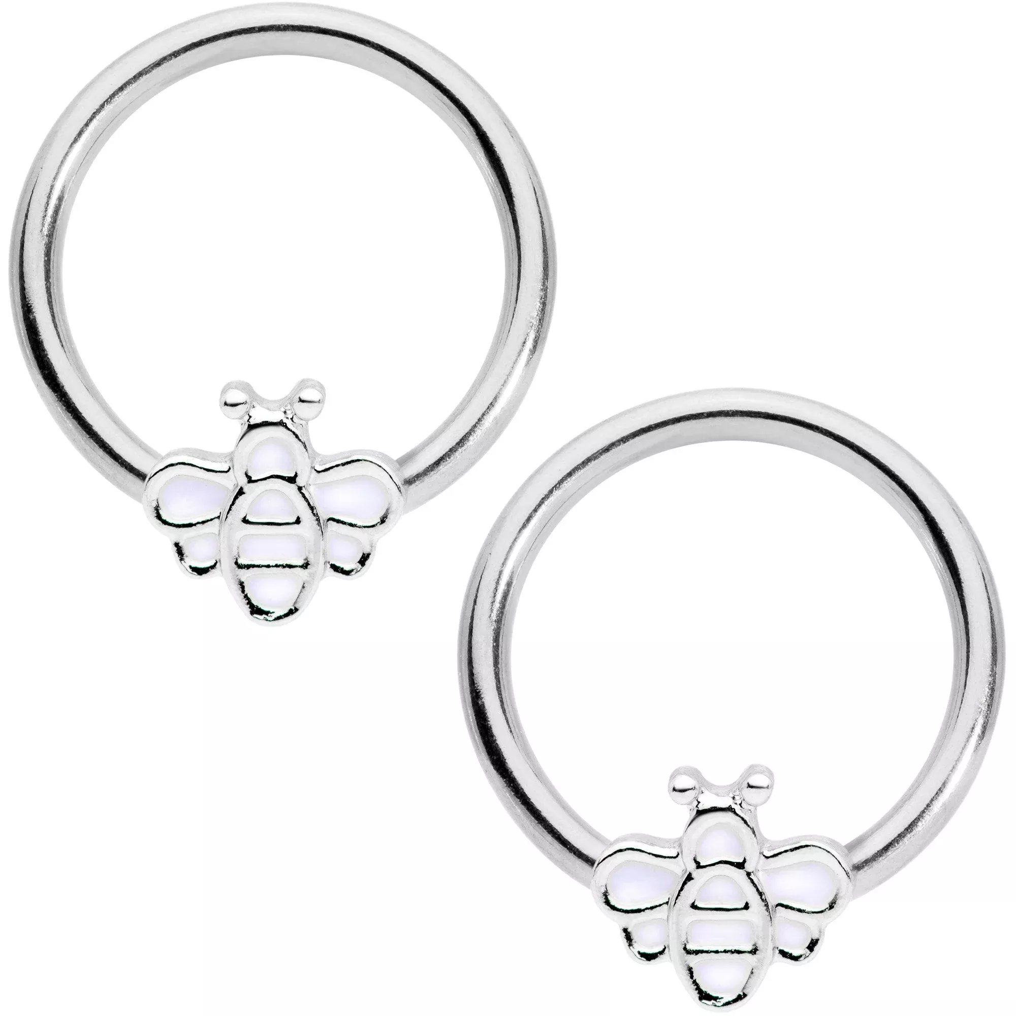 14G 1 /2 Bumble Bee BCR Captive Nipple Ring Set