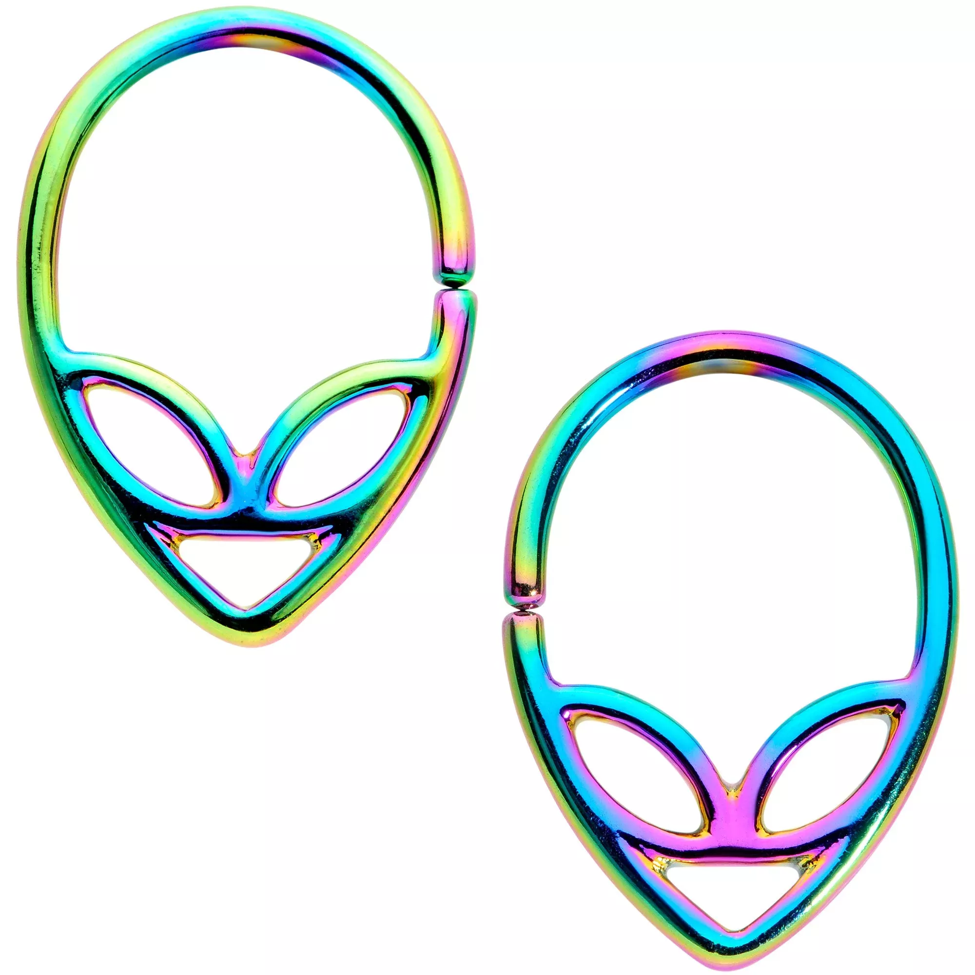 14G 1 /2 Rainbow UFO Alien Nipple Ring Set