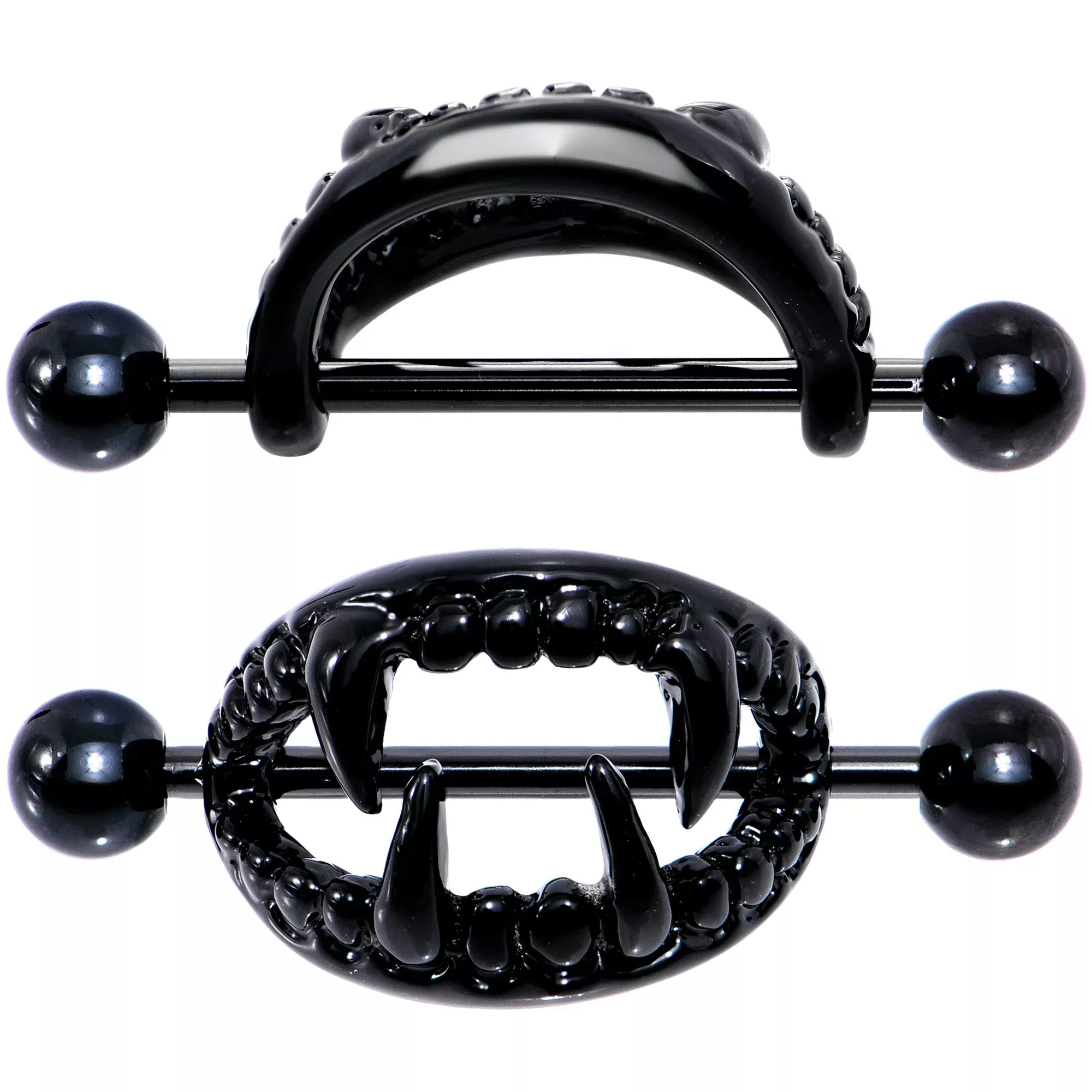 14G 5 /8 Black Fearsome Fangs Nipple Shield Set