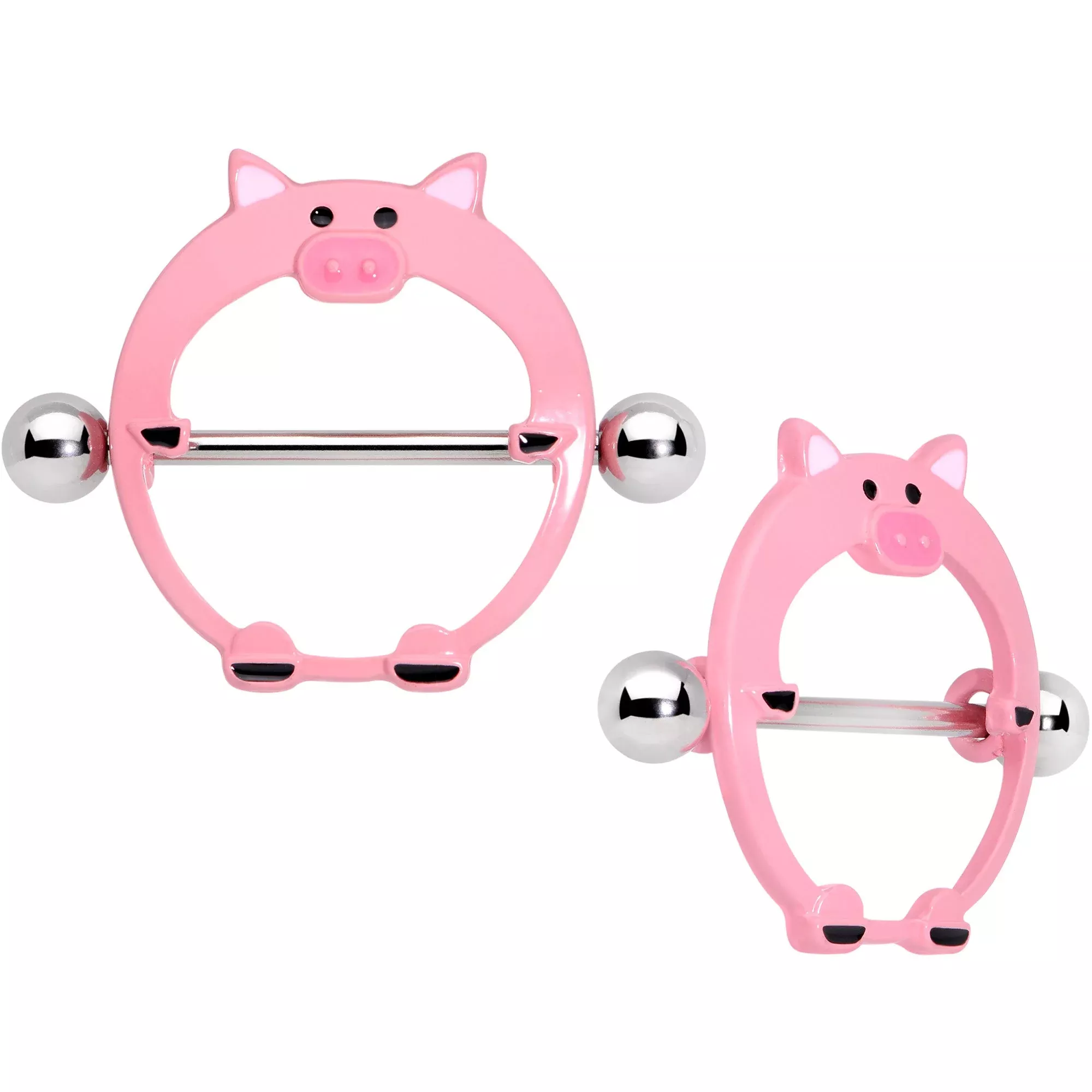 14G 5 /8 Pink Pig Nipple Shield Set