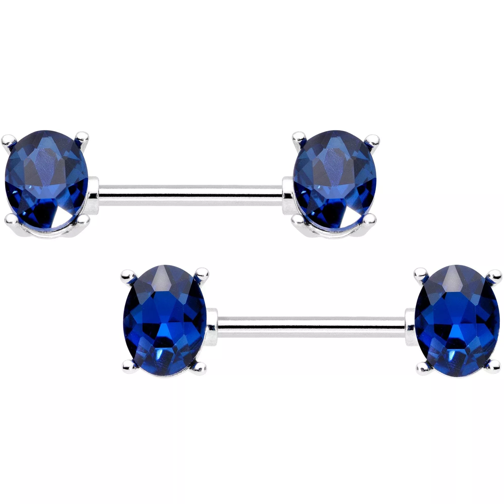 14G 9 /16 Blue Gem Midnight Glamour Barbell Nipple Ring Set