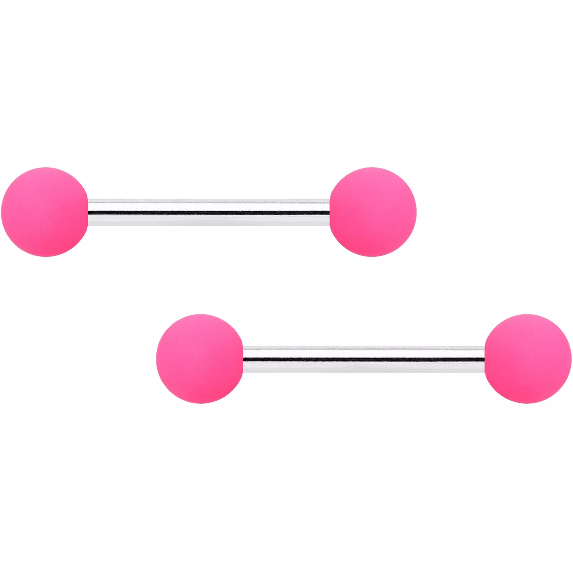 14G 9 /16 Hot Pink Matte Barbell Nipple Ring Set