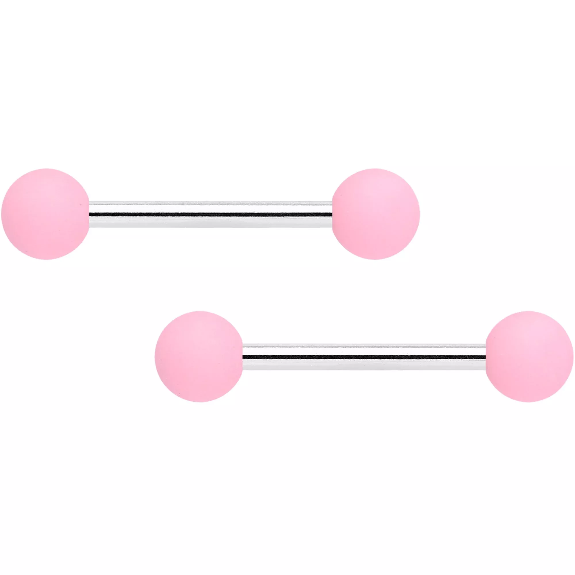 14G 9 /16 Petal Pink Matte Barbell Nipple Ring Set