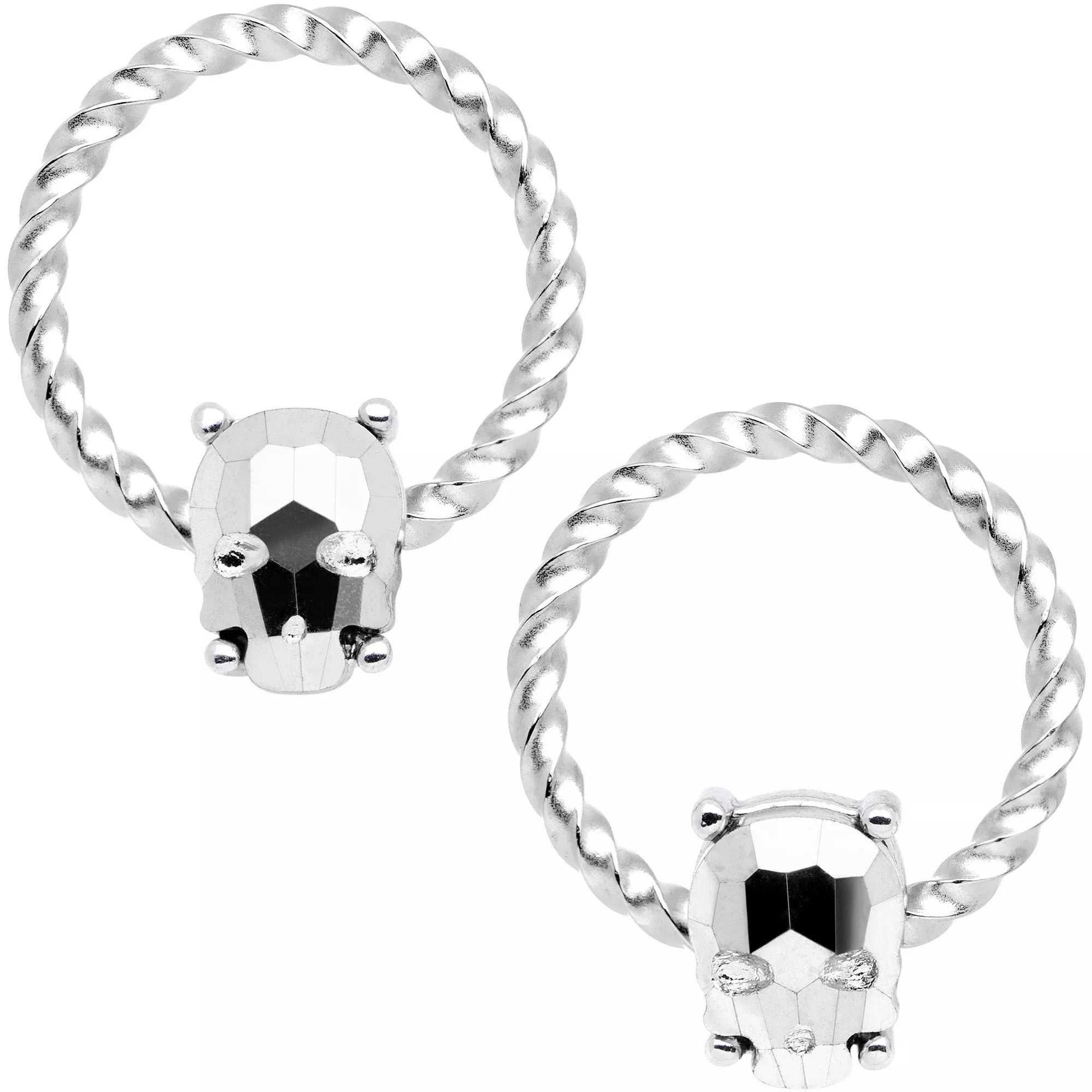 14G 9 /16 Sugar Skull Mask Twisted BCR Captive Nipple Ring Set