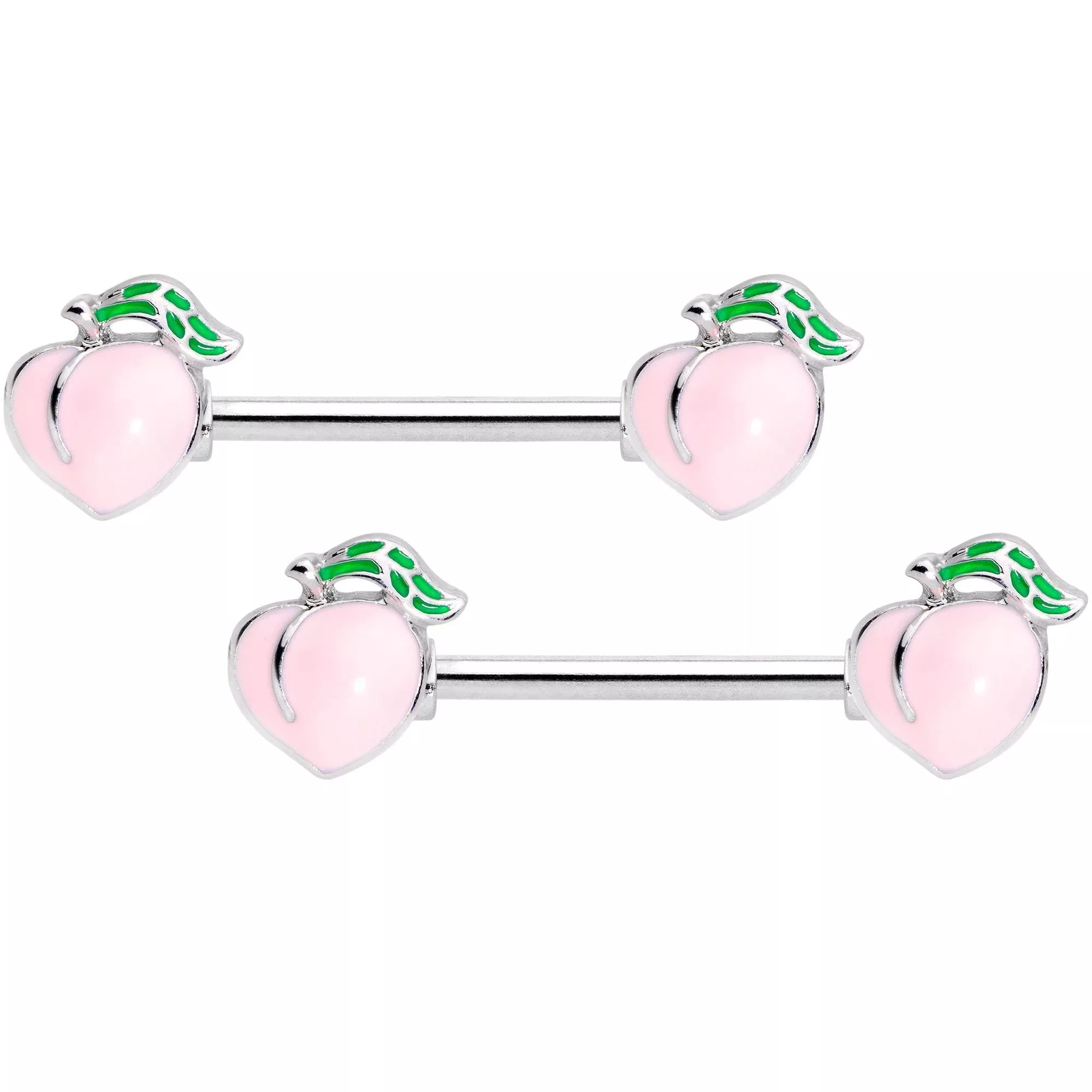 14G 9 /16 Sweet Sweet Peach Barbell Nipple Ring Set