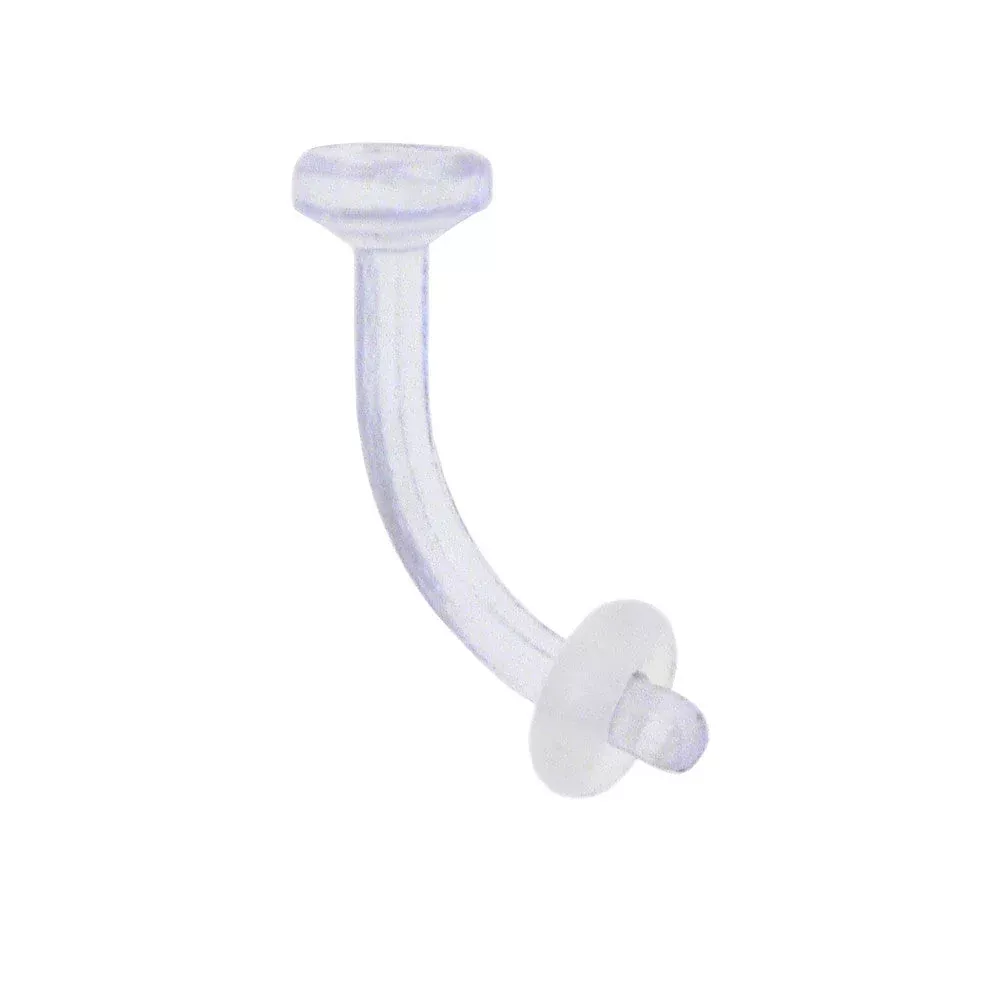 14G curved barbell CLEAR RETAINER 3 /8