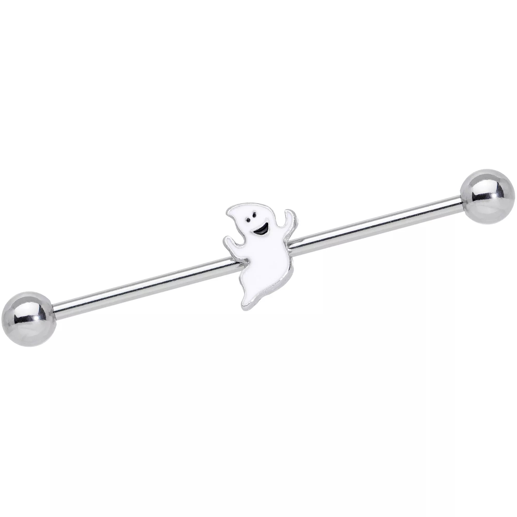14G Happy Ghost Halloween Industrial Barbell 38mm