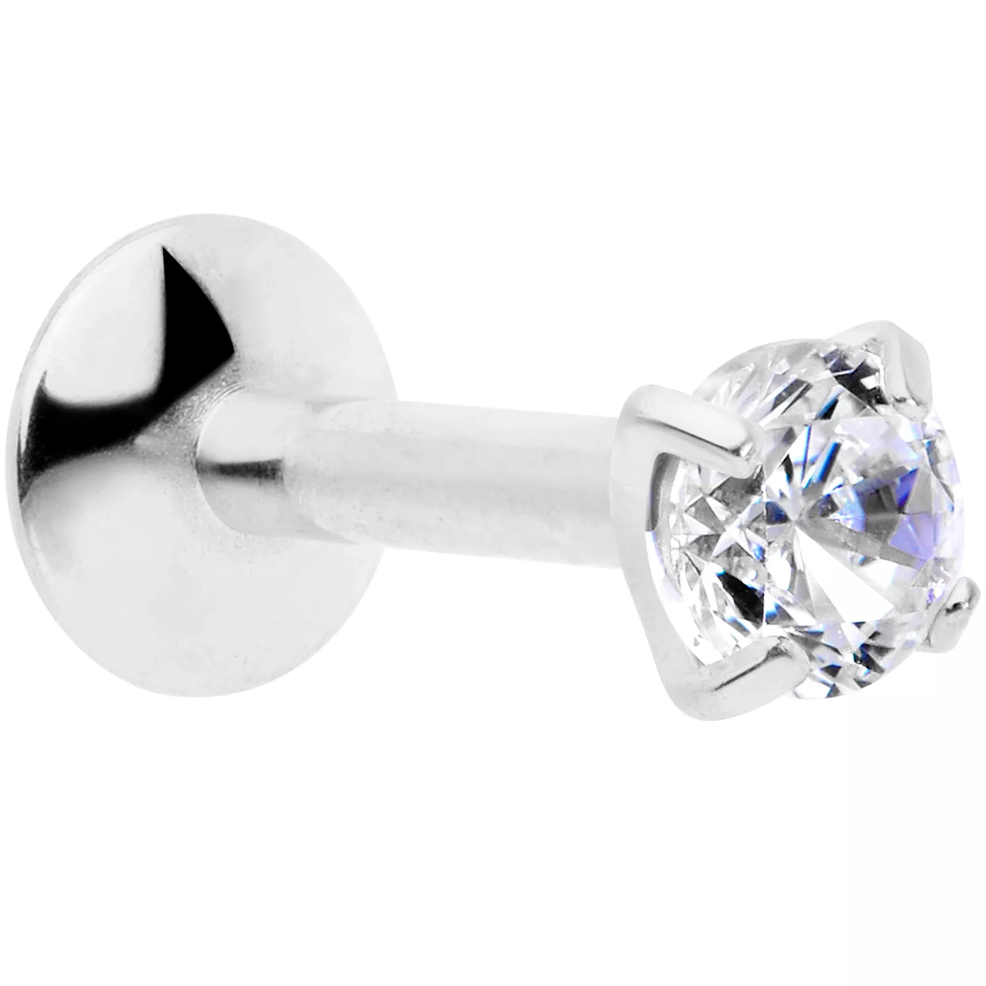 16G 1 /4 3mm CZ G23 Titanium Internally Threaded Labret