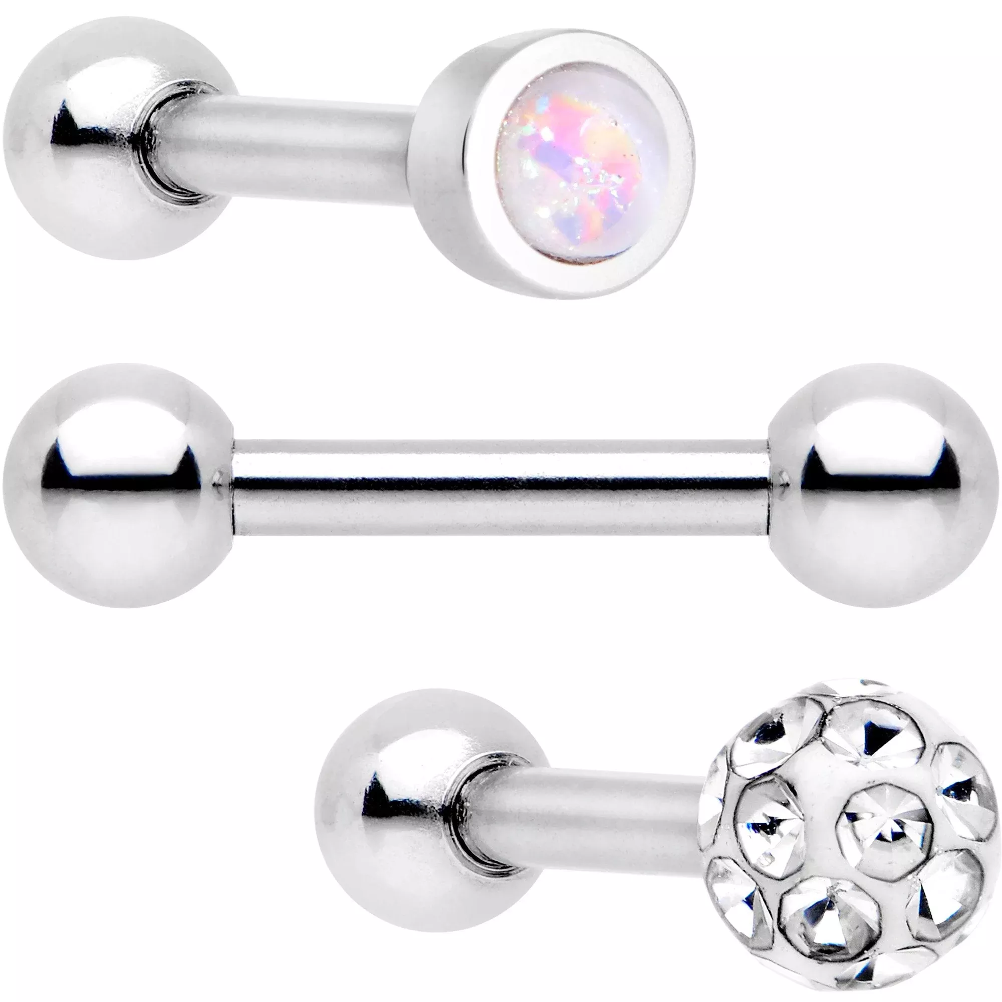 16G 1 /4 Clear Gem Inlay Cartilage Tragus Earring 3 Pack Set
