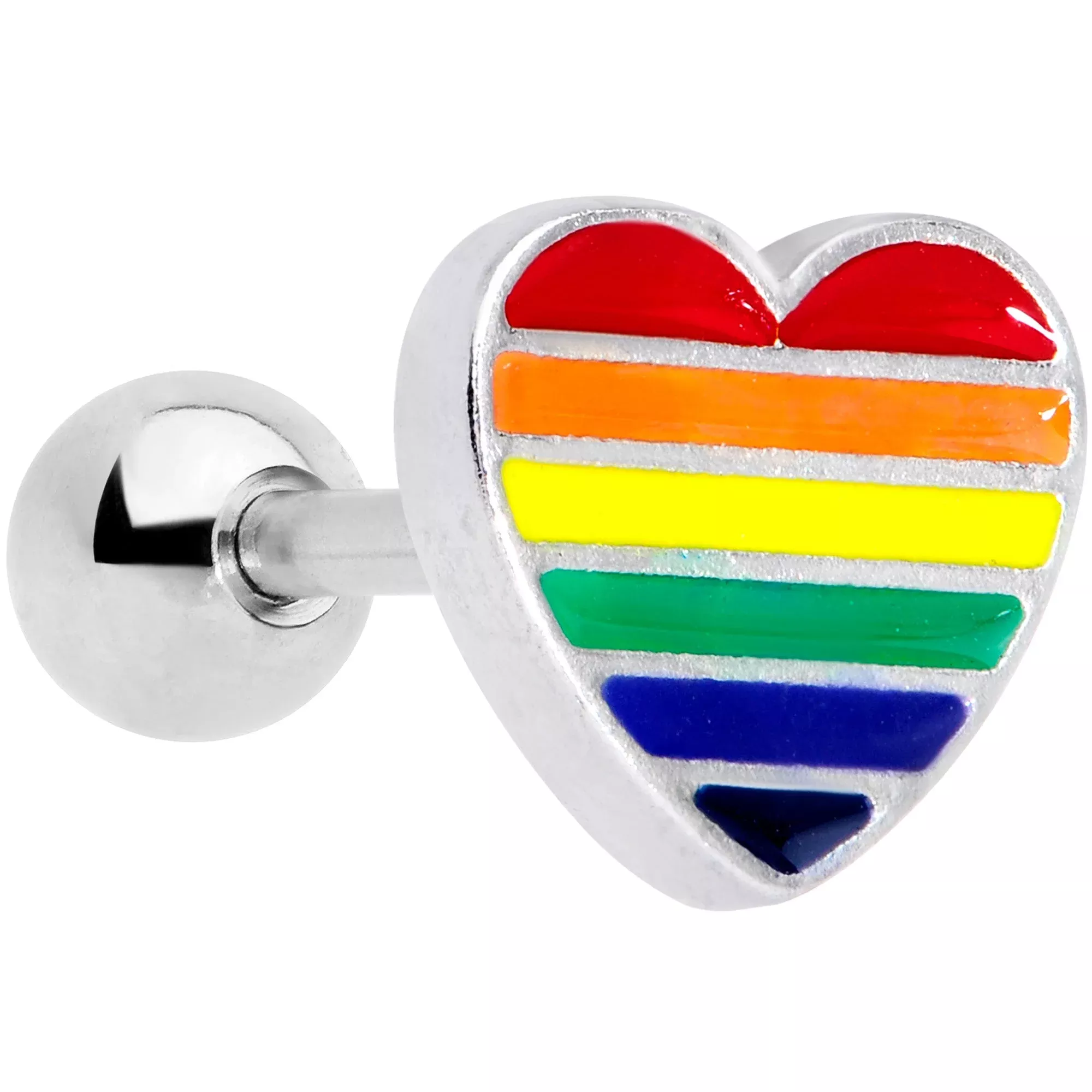 16G 1 /4 Rainbow Pride Heart Cartilage Tragus Earring