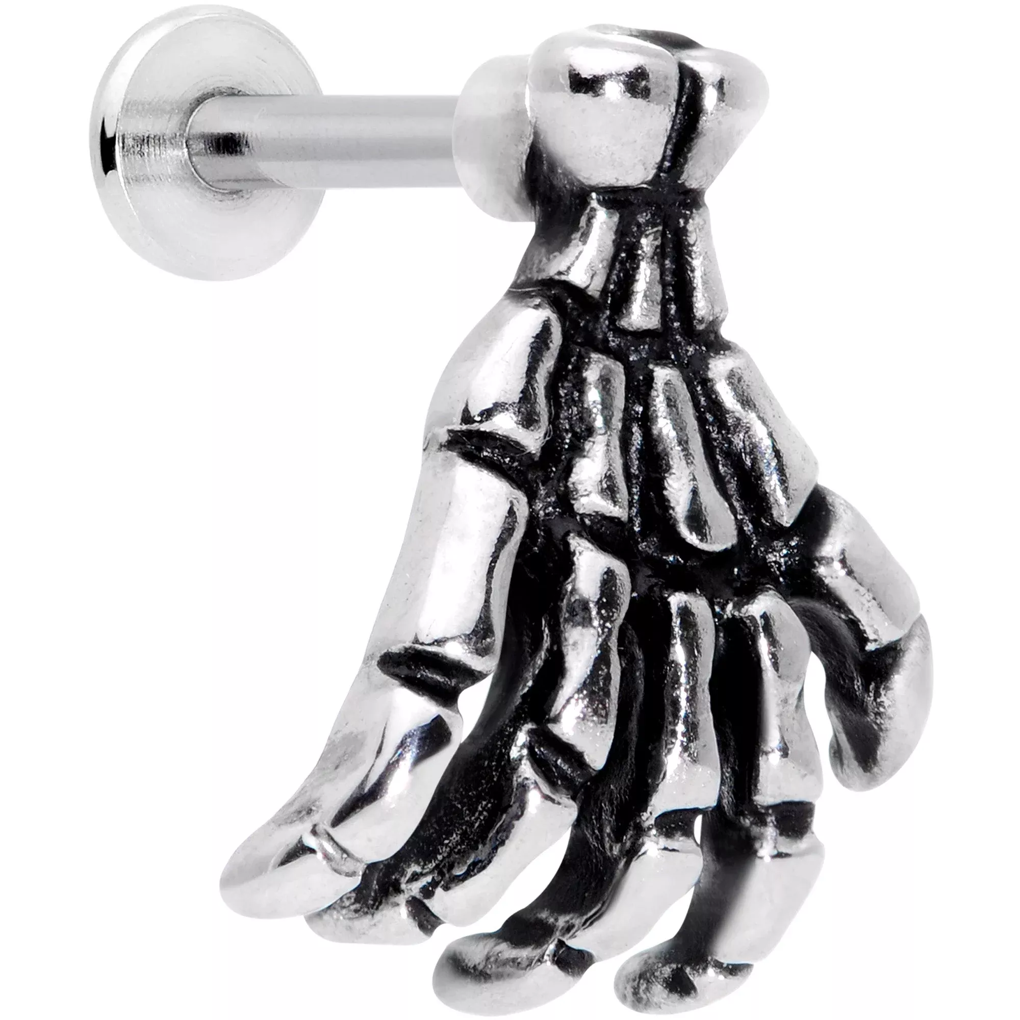 16G 1 /4 Spooky Skeleton Hand Halloween Labret Monroe Tragus