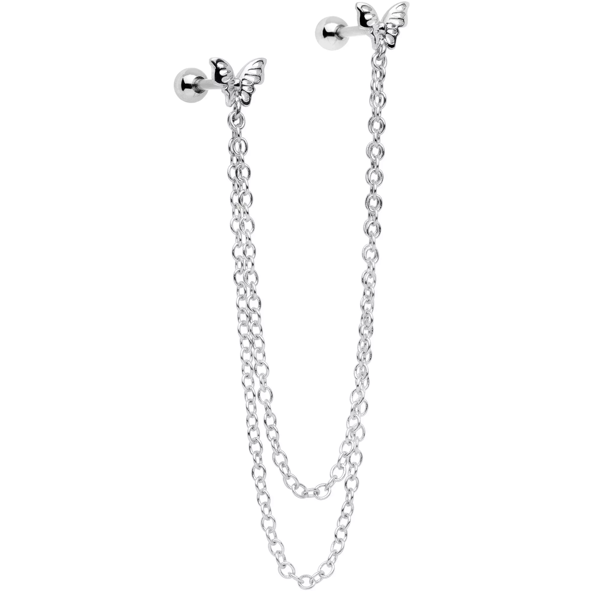 16G 1 /4 Springtime Butterfly Cartilage Chain Earring