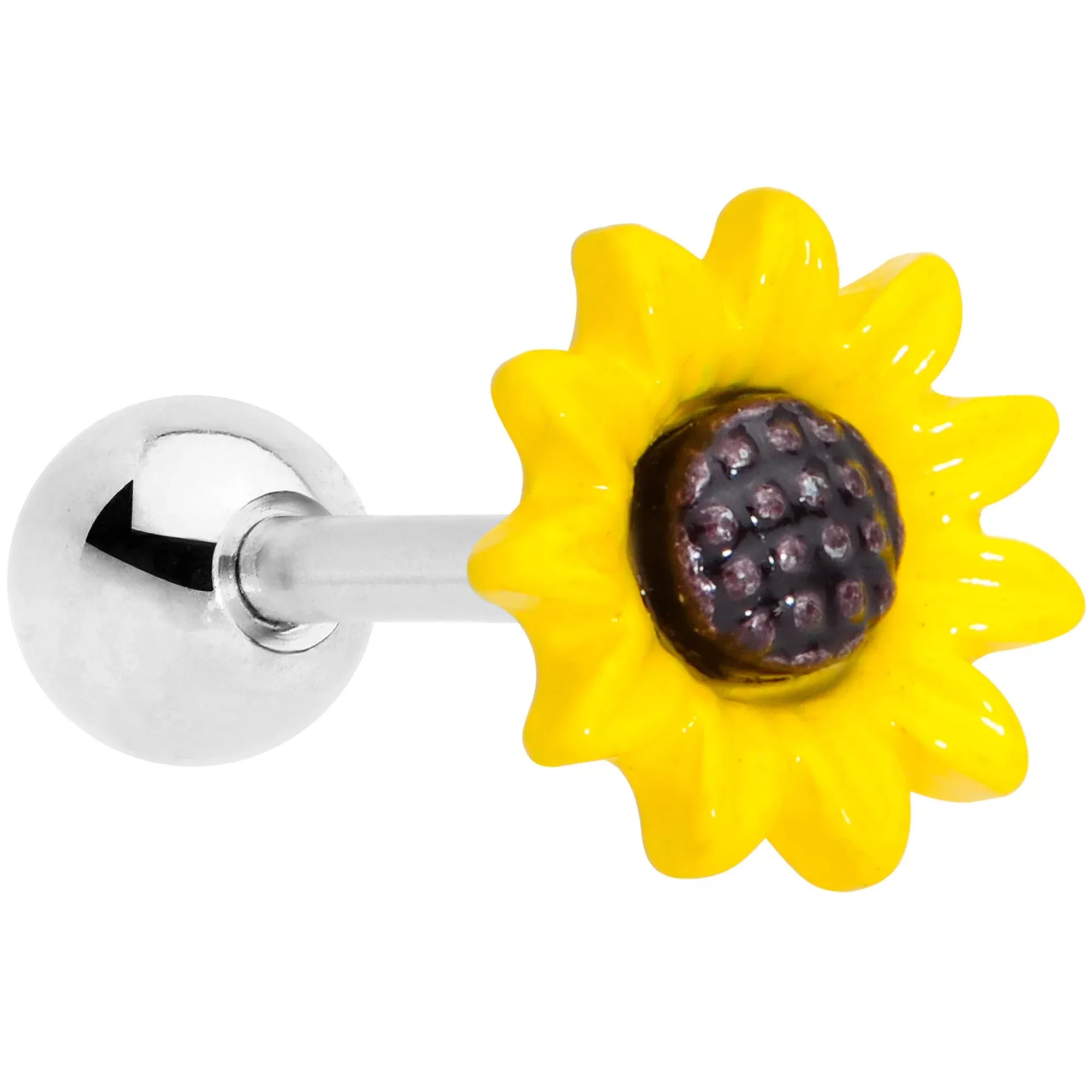 16G 1 /4 Yellow Sunflower Cartilage Tragus Earring
