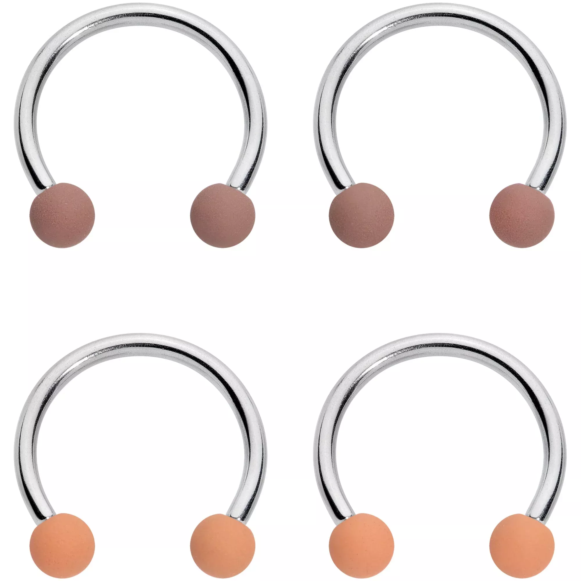 16G 3 /8 Brown Tan Matte Horseshoe Circular Barbell Set of 4