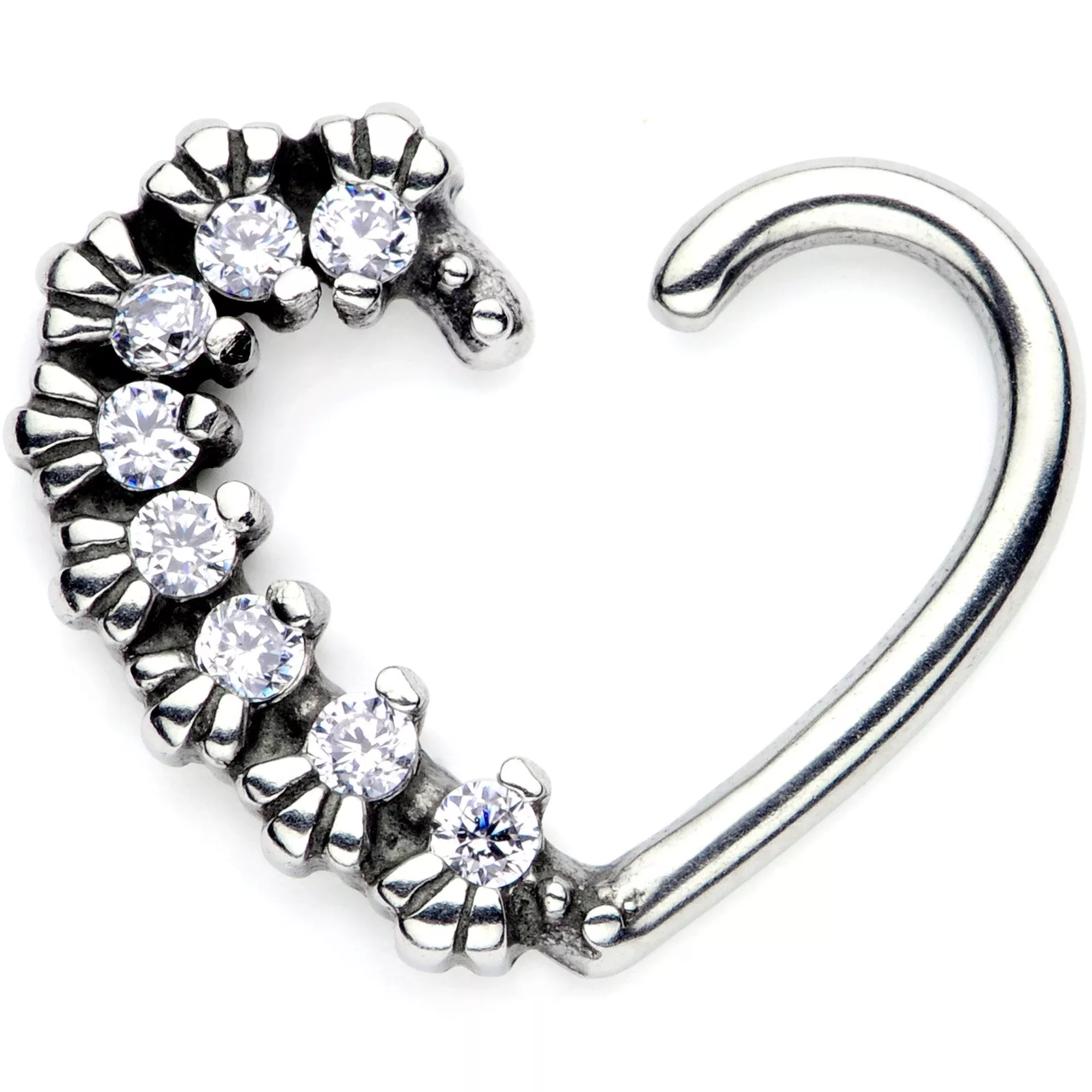 16G 3 /8 Clear CZ Gem Octet Right Heart Closure Ring