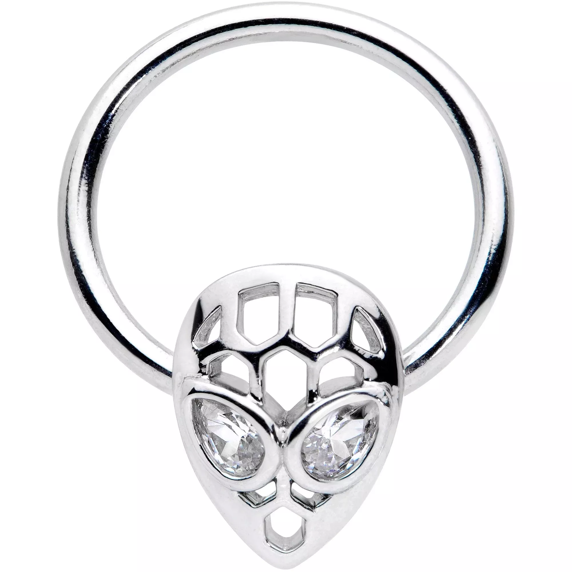 16G 3 /8 Clear CZ Gem Openwork Alien Hinged Segment Ring