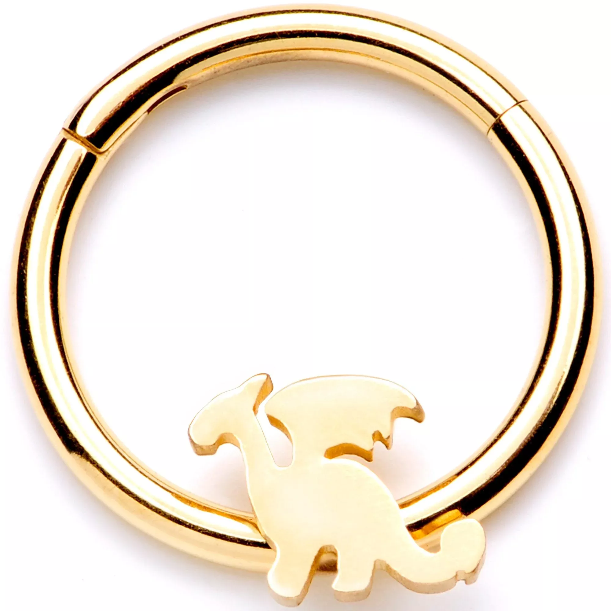 16G 3 /8 Gold Tone Fantasy Dragon Hinged Segment Ring