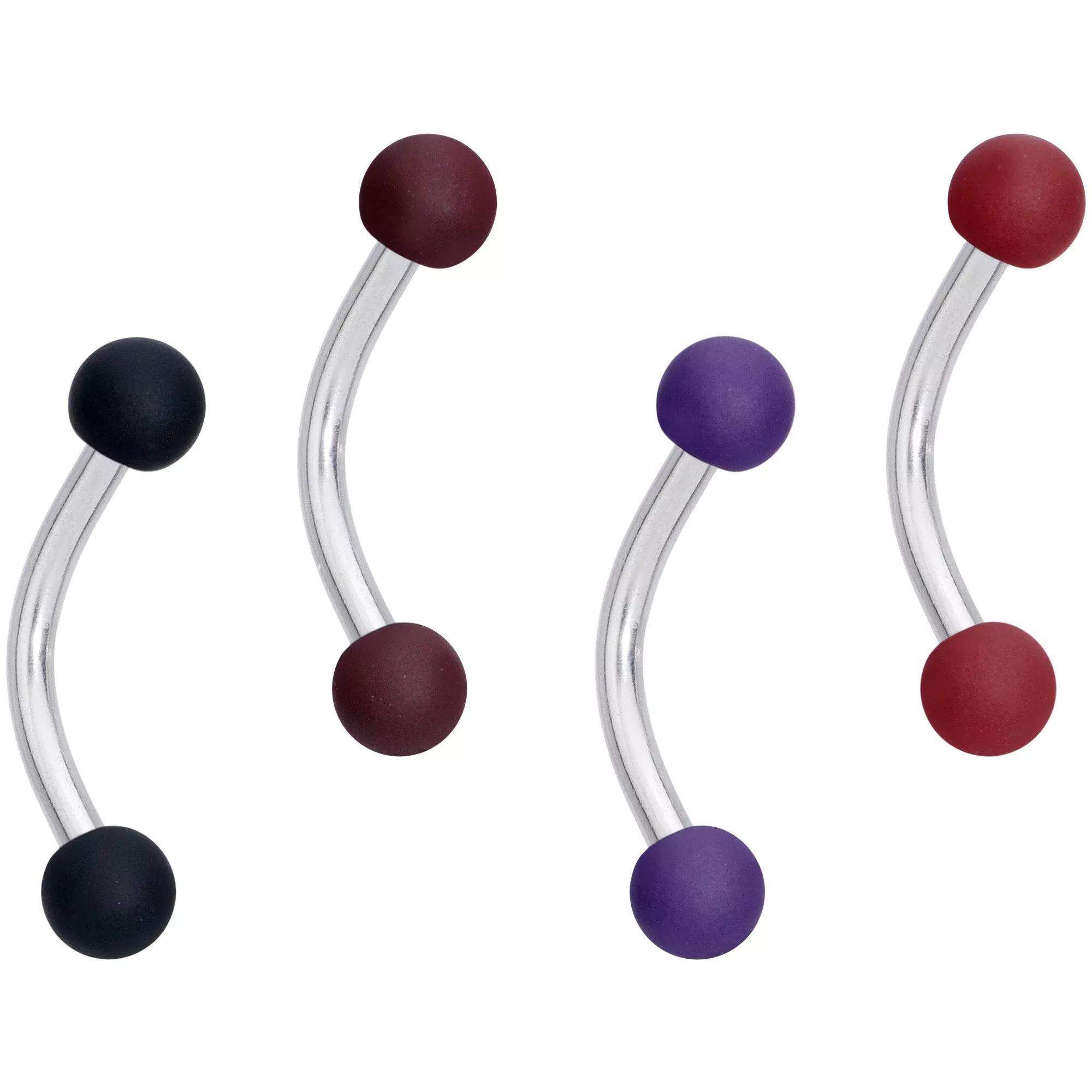 16G 5 /16 Black Blue Brown Matte Curved Eyebrow Ring Set of 4