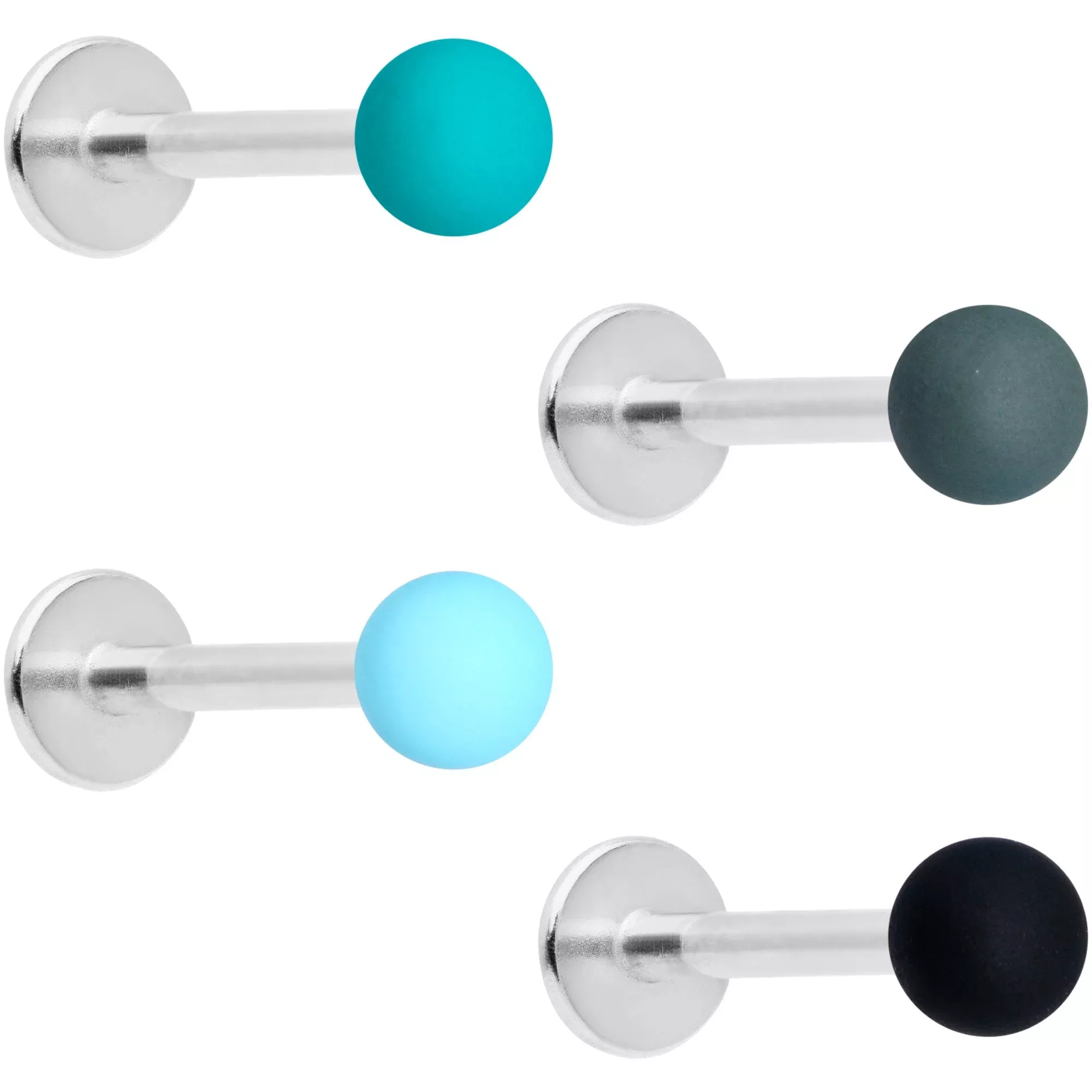 16G 5 /16 Blue Green Grey Matte Labret Monroe Tragus Set of 4