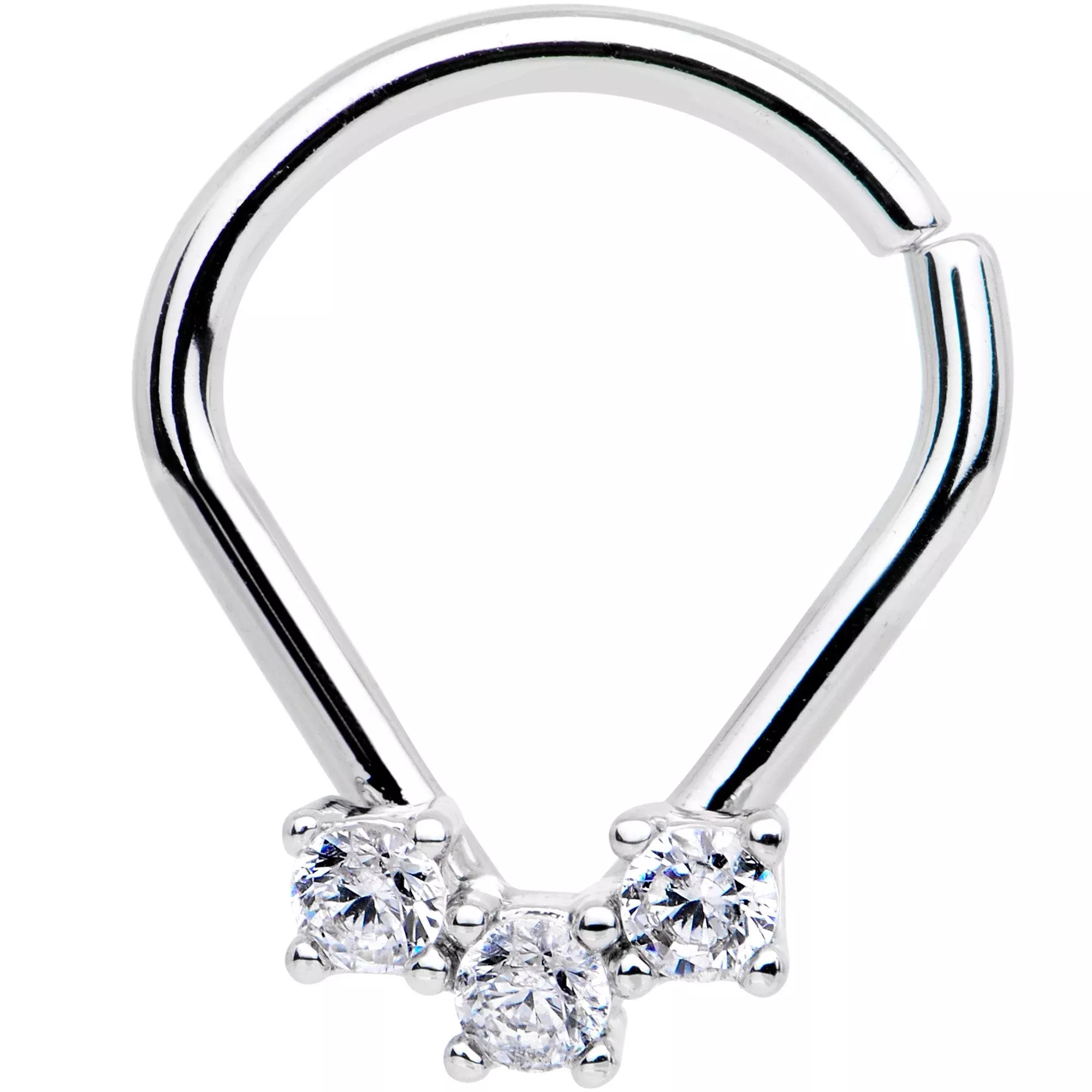 16G 5 /16 Clear CZ Gem Clustered Trio Ellipse Seamless Ring