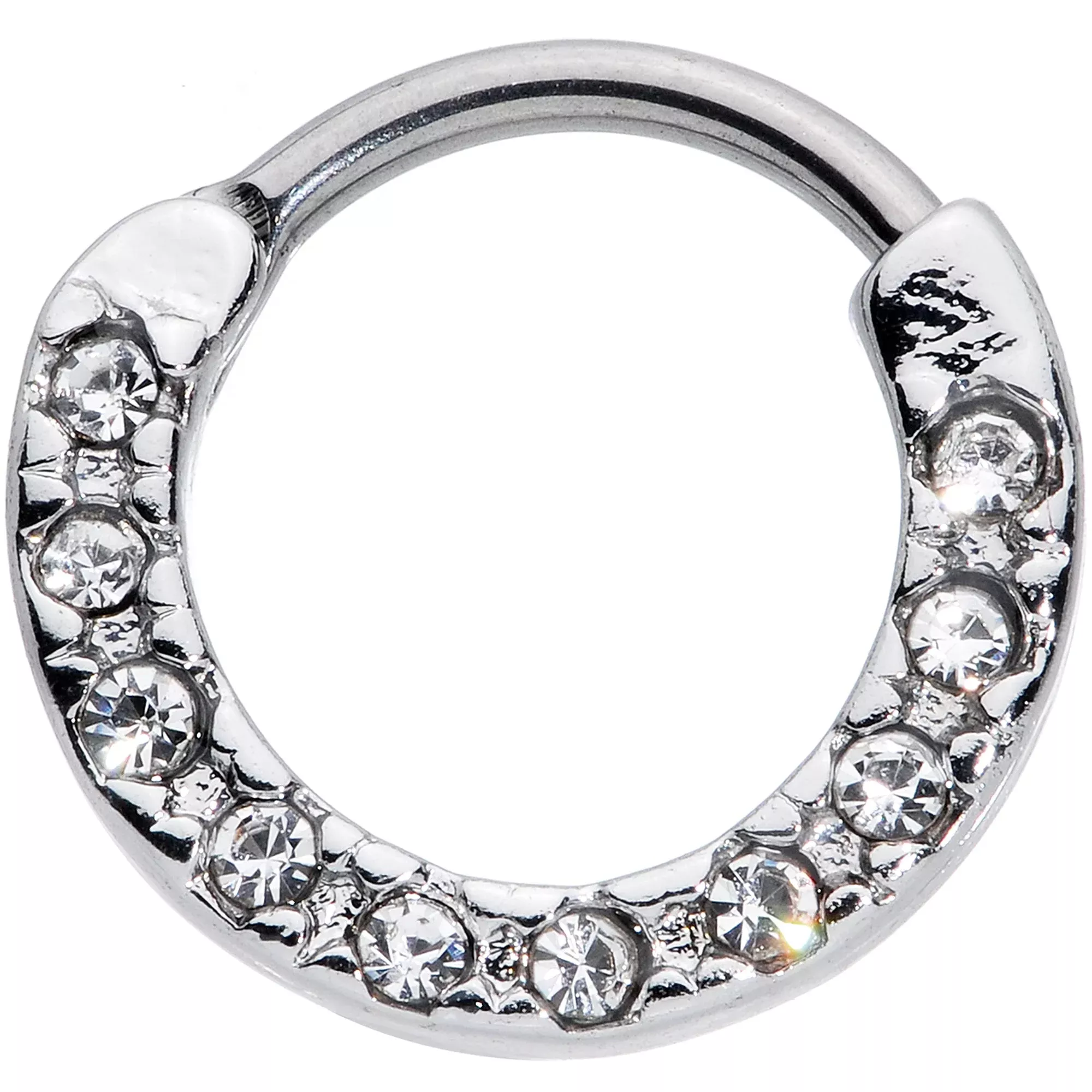 16G 5 /16 Clear CZ Gem Grade 23 Titanium Total Glam Septum Clicker