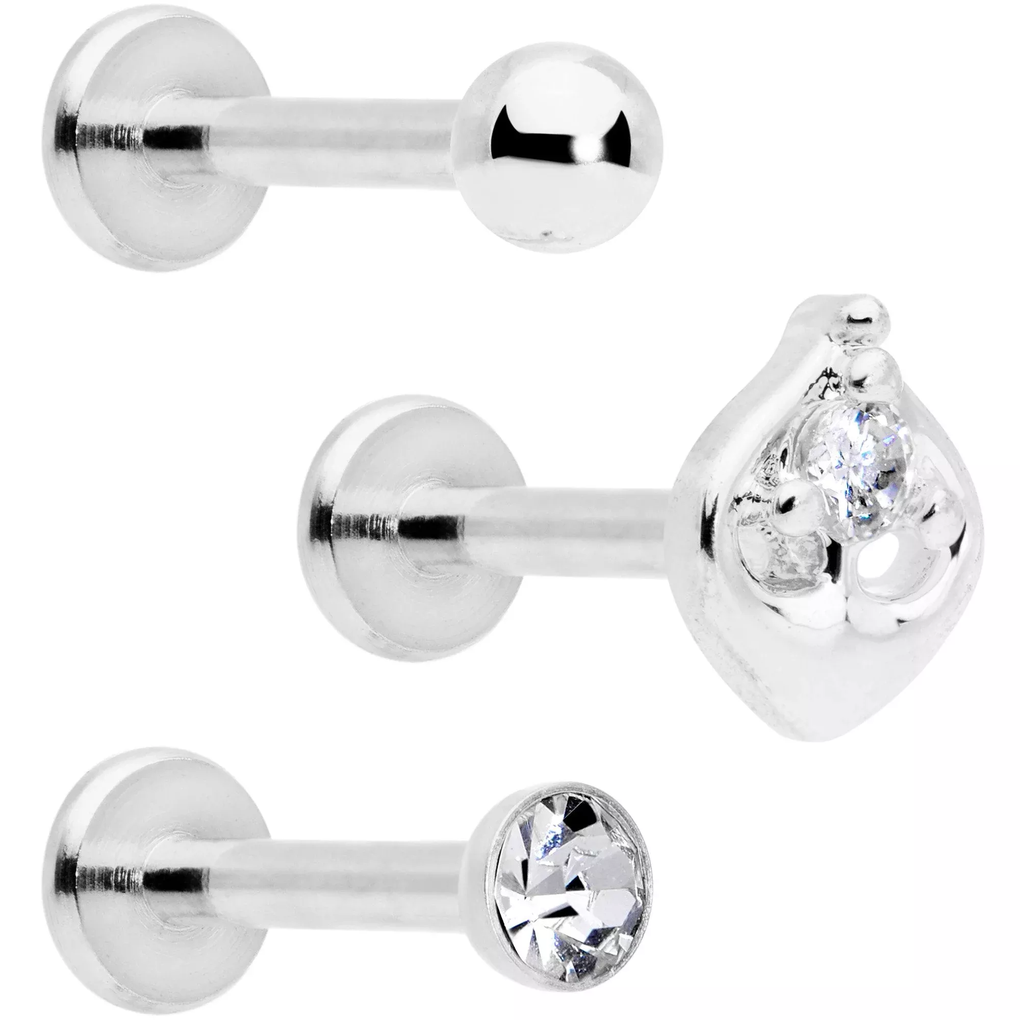 16G 5 /16 Clear Gem Internally Threaded Labret Set