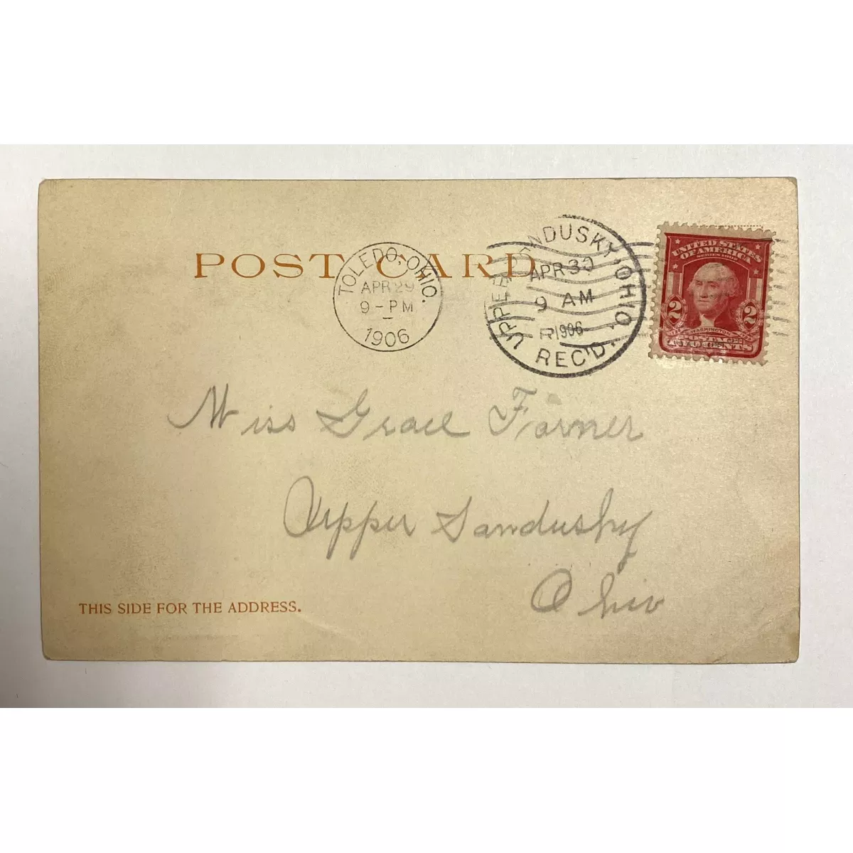 1732 2 Cent George Washington Postage Stamp On Post Card #RED