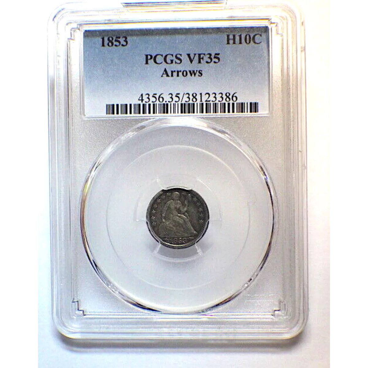 1853 PCGS VF 35 10c SEATED LIBERTY HALF DIMES
