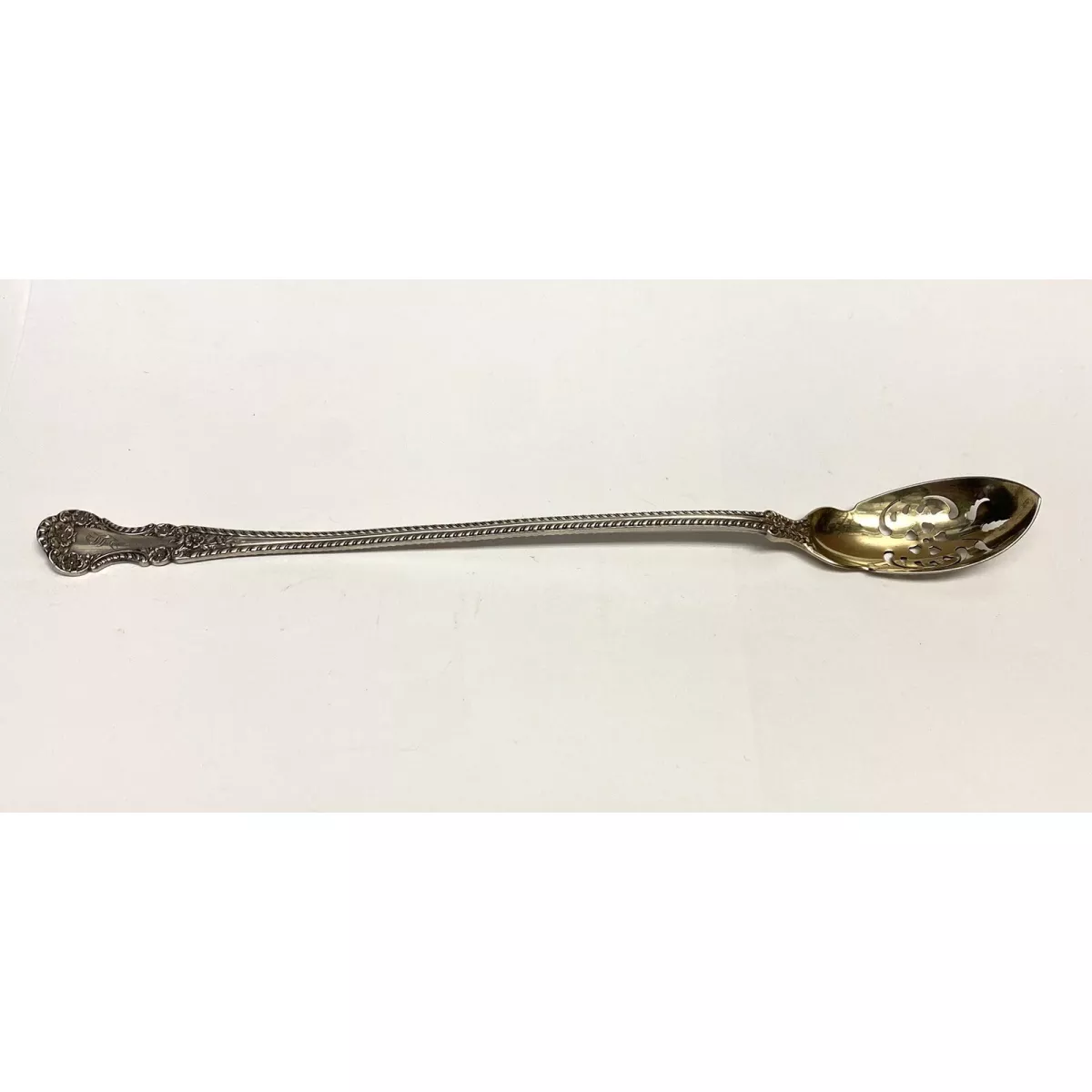 1899 Decorative Slotted Sterling Silver Serving 8 1/2 ''Spoon