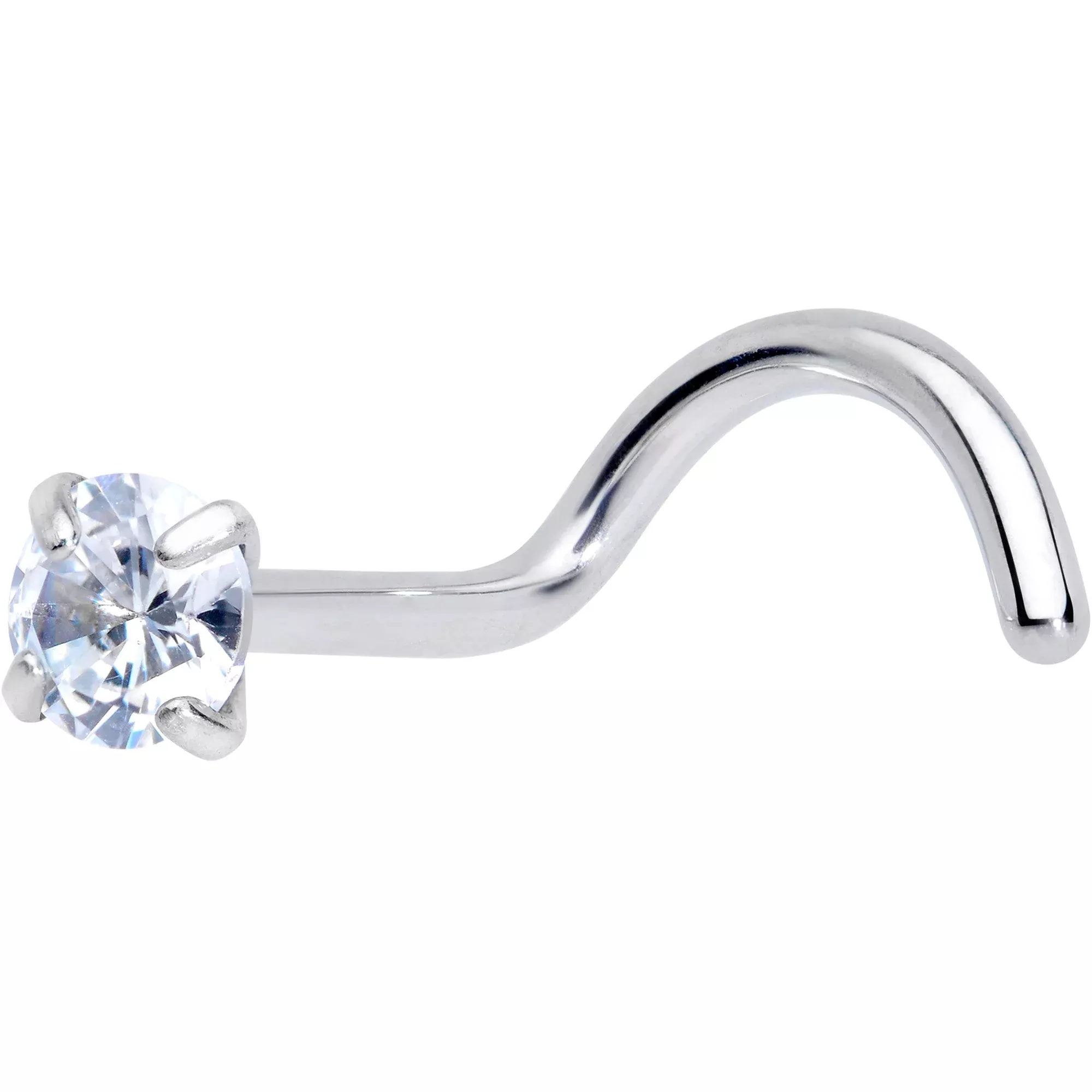 18G 5 /16 Clear 3mm CZ Gem Grade 23 Titanium Left Side Nose Screw