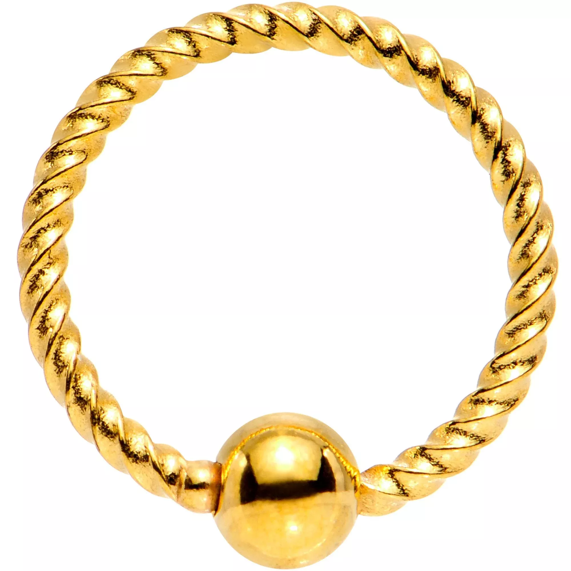18G 5 /16 Gold Tone Anodized So Twisted Captive Style Seamless Ring