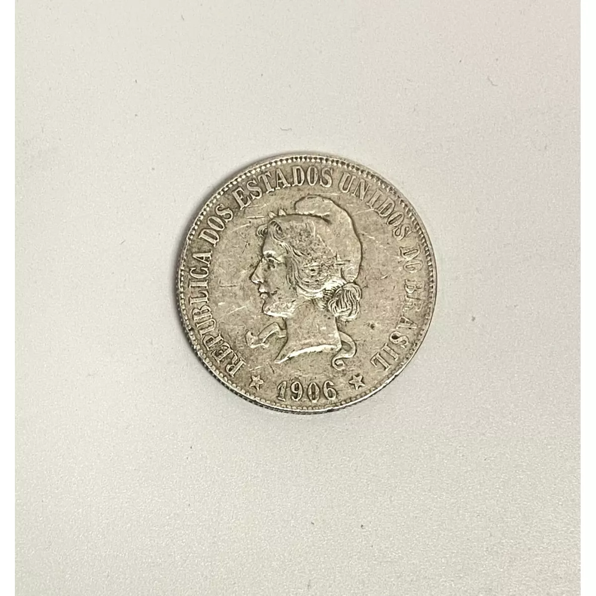 1906 Brazil 2000 Reis Silver Coin