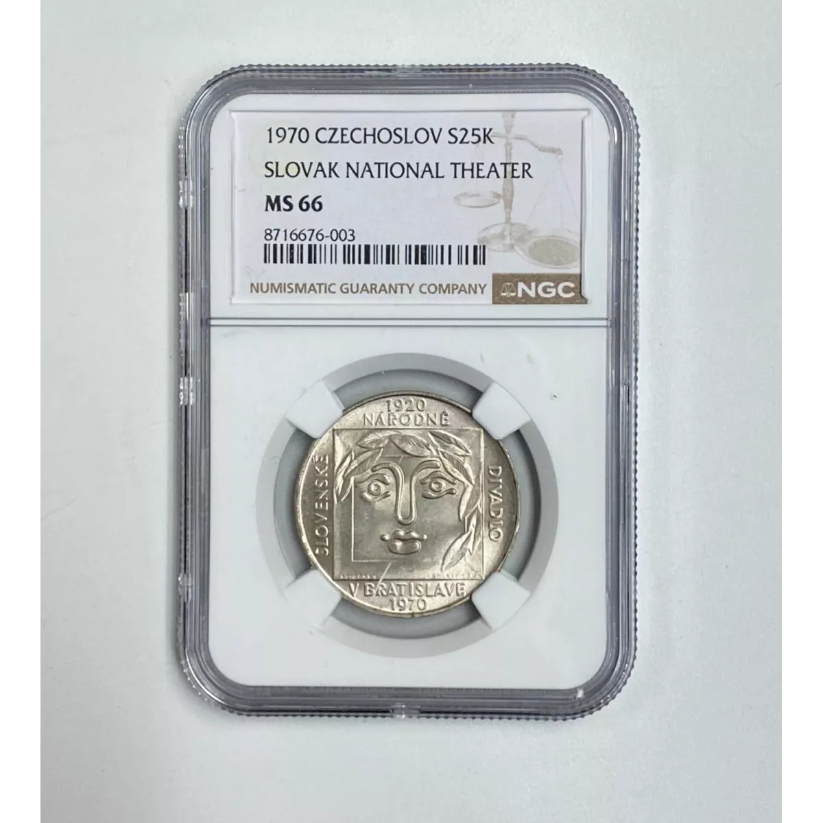 1970 NGC MS66 Czechoslovakia S25KSilver Coin