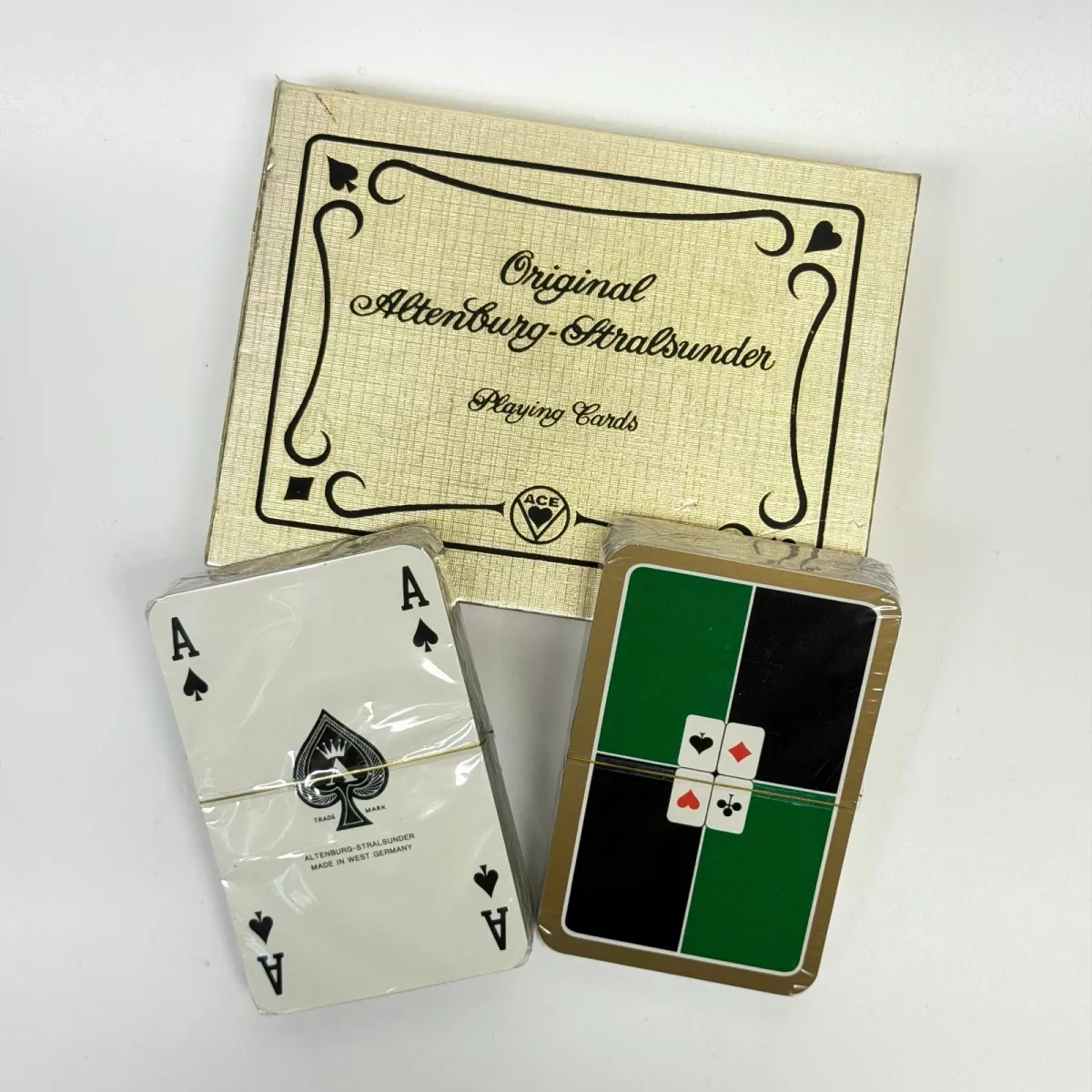 1970s Altenburg-Stralsunder 2 Deck Playing Cards West Germany Red/Black/Green