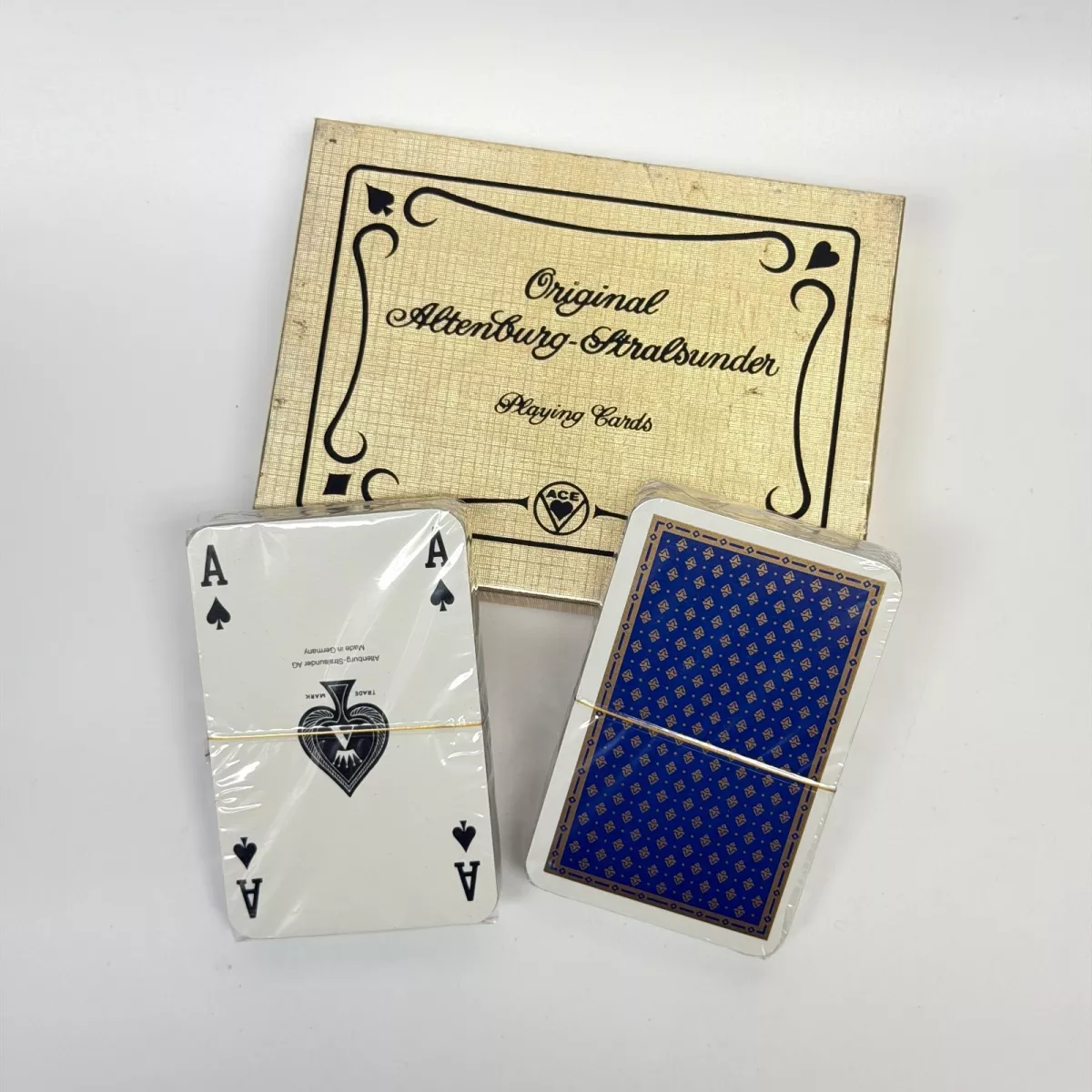1970s Altenburg-Stralsunder 2 Deck Playing Cards West Germany with Gold Pattern