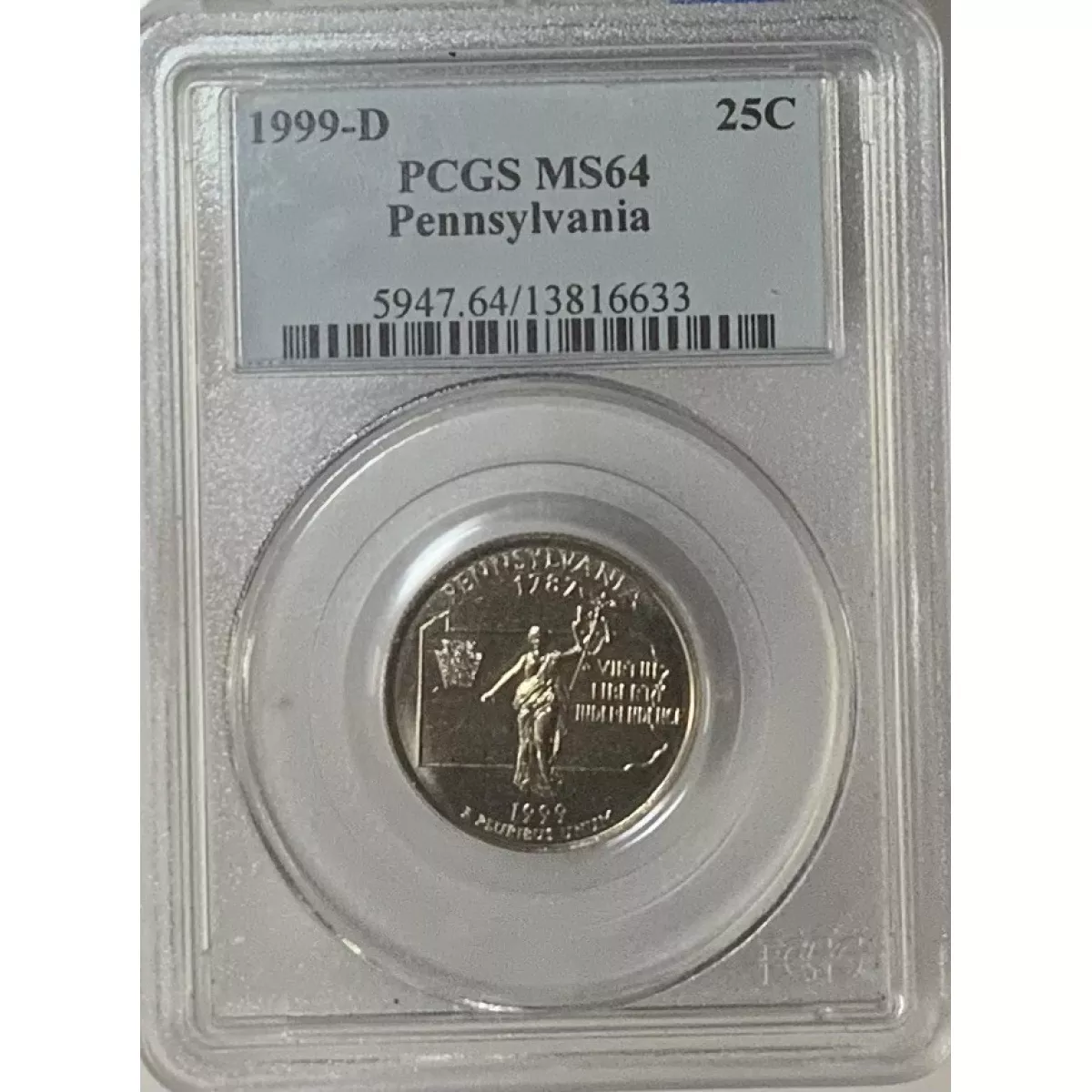 1999 D Pennsylvania Statehood Quarter PCGS MS 64