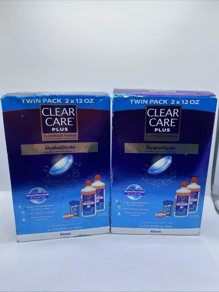 (2) Clear Care Plus HydraGlyde Cleaning and Disinfecting Solution 4x 12oz