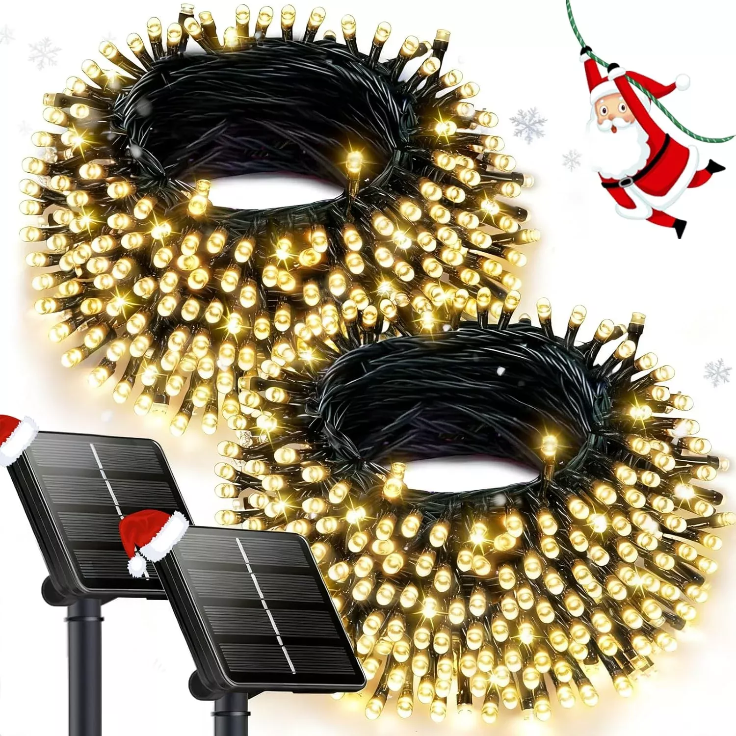 2-Pack Solar Christmas String Lights| Outdoor Waterproof Fairy Lights with 8 Modes | Solar-Powered Holiday, Garden & Tree Decorations