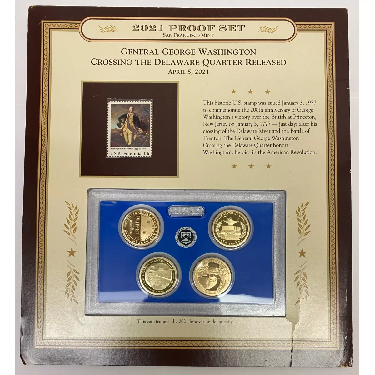 2021 San Francisco Mint Proof Set with General George Washington Stamp