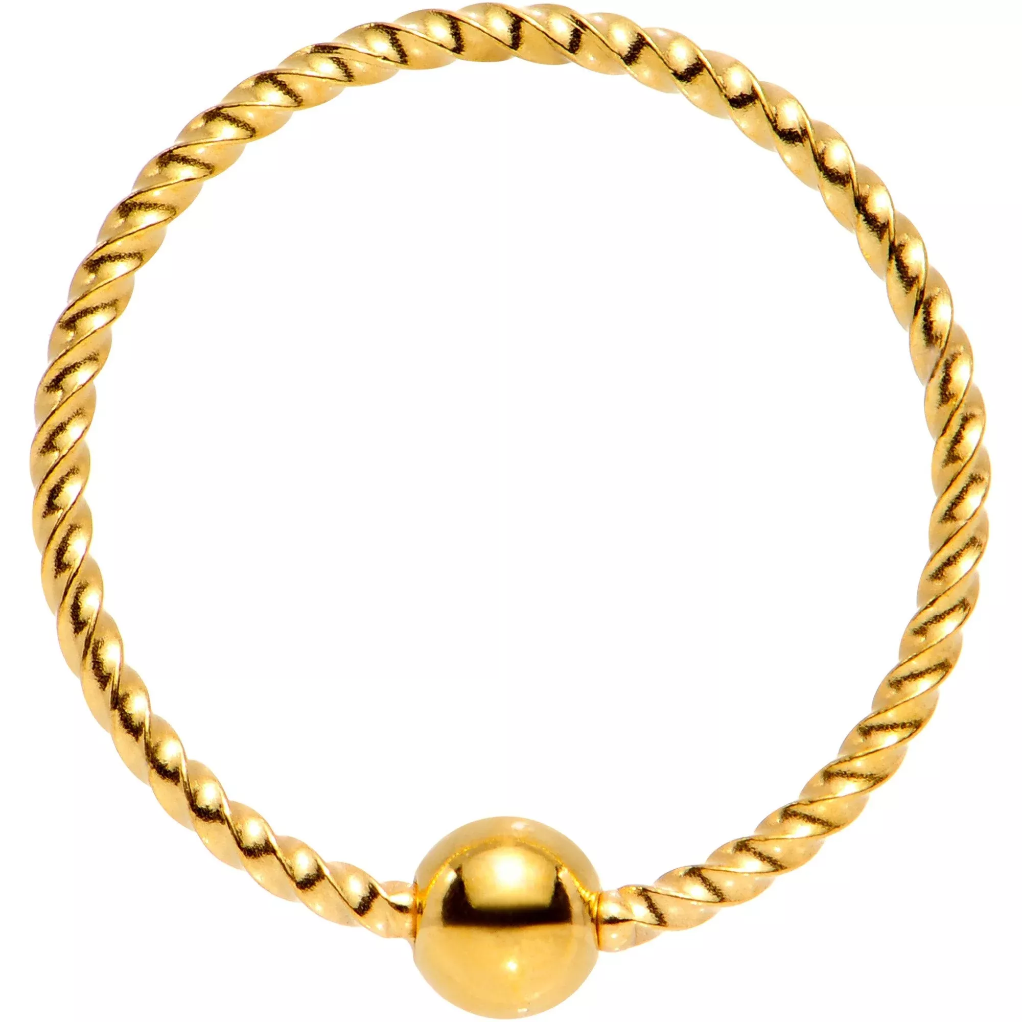 20G 3 /8 Gold Tone Anodized So Twisted Captive Style Seamless Ring