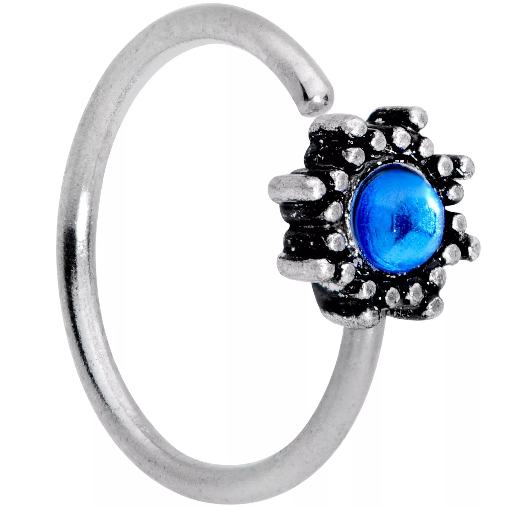 20G 5 /16 Blue Faux Opal Triad Seamless Circular Ring