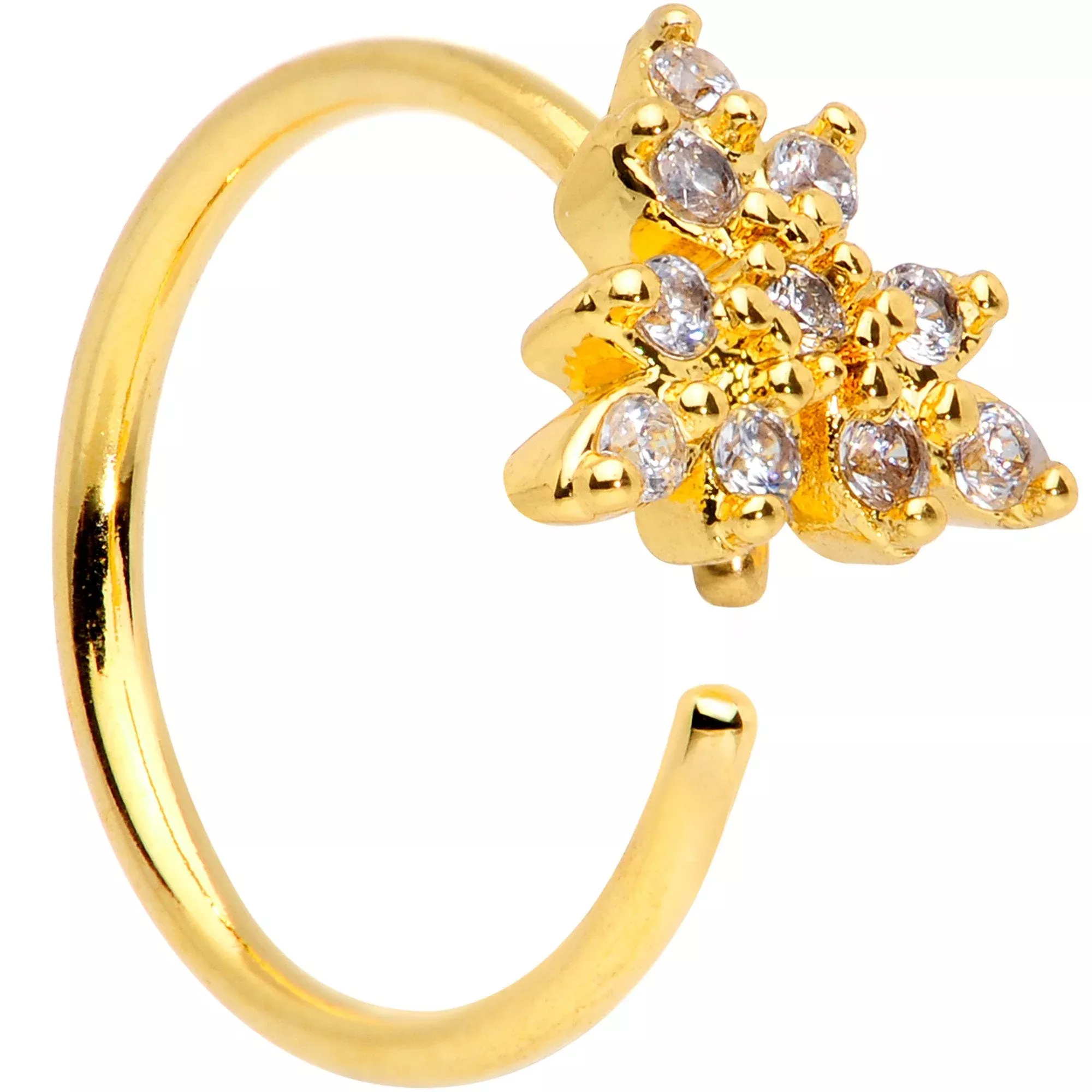 20G 5 /16 Clear CZ Gem Gold Plated Tiny Triangle Nose Hoop