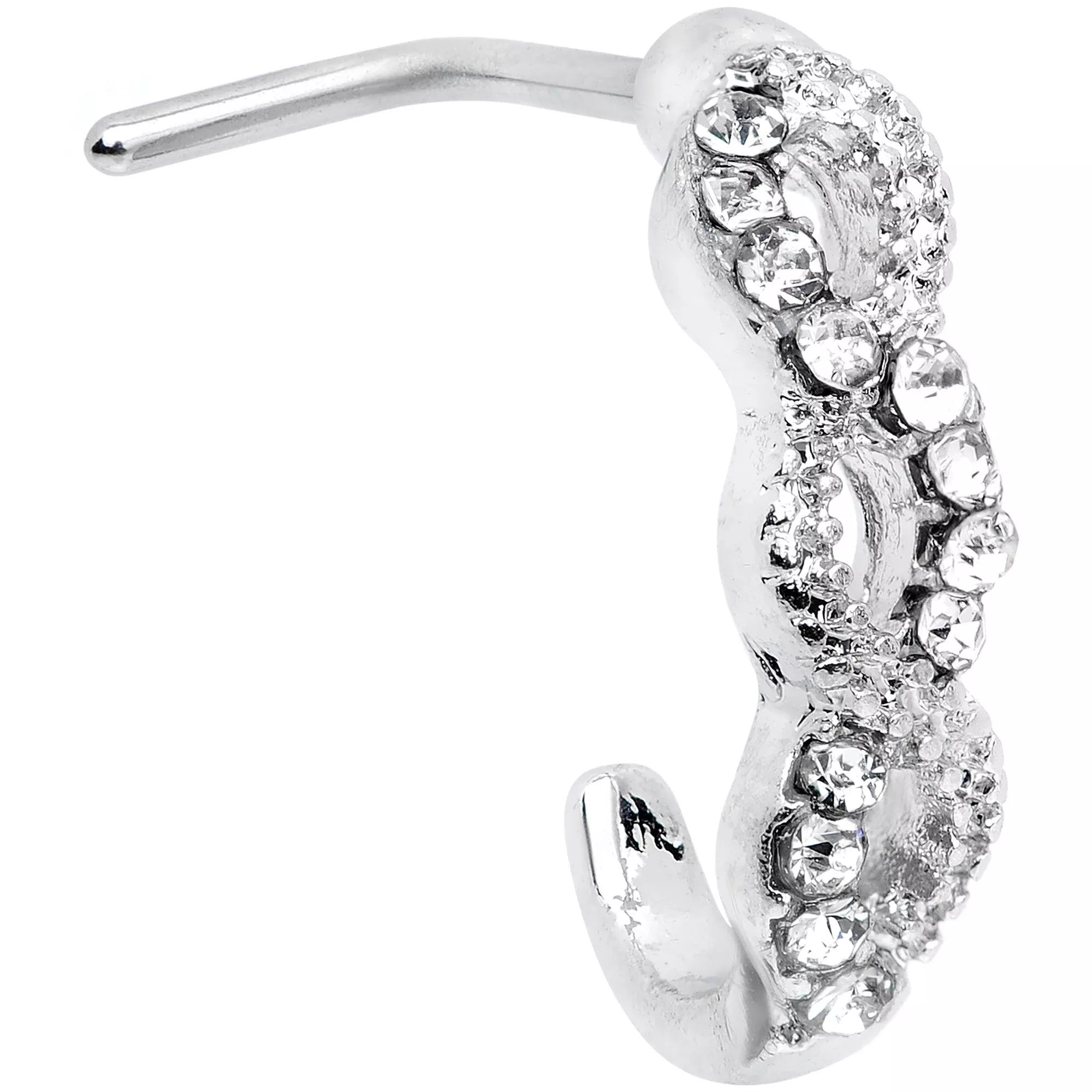 20G 5 /16 Clear Gem Braid Faux Hoop L Shaped Nose Ring