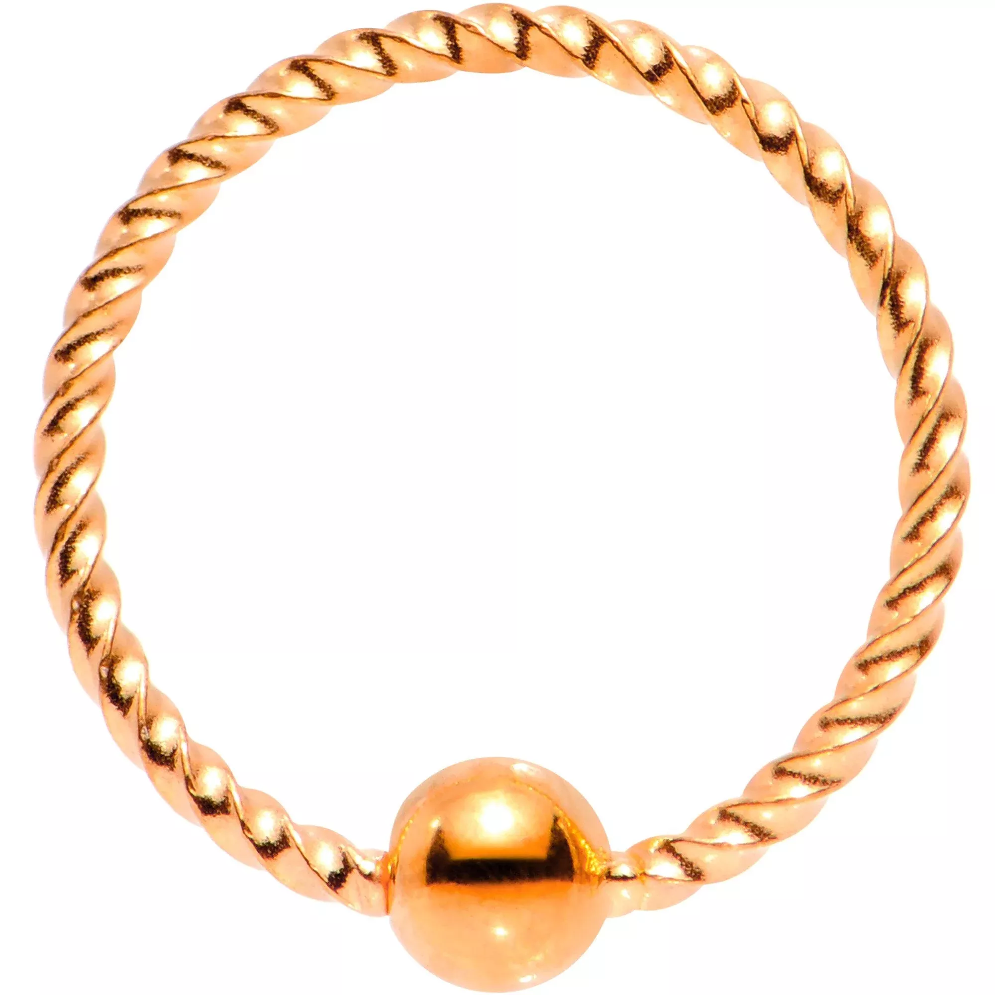 20G 5 /16 Rose Gold Tone Anodized So Twisted Captive Style Seamless Ring