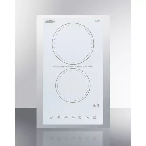 230V 2-Burner Cooktop In White Ceramic Schott Glass With Digital Touch Controls, 3000W - CR2B23T4W Summit