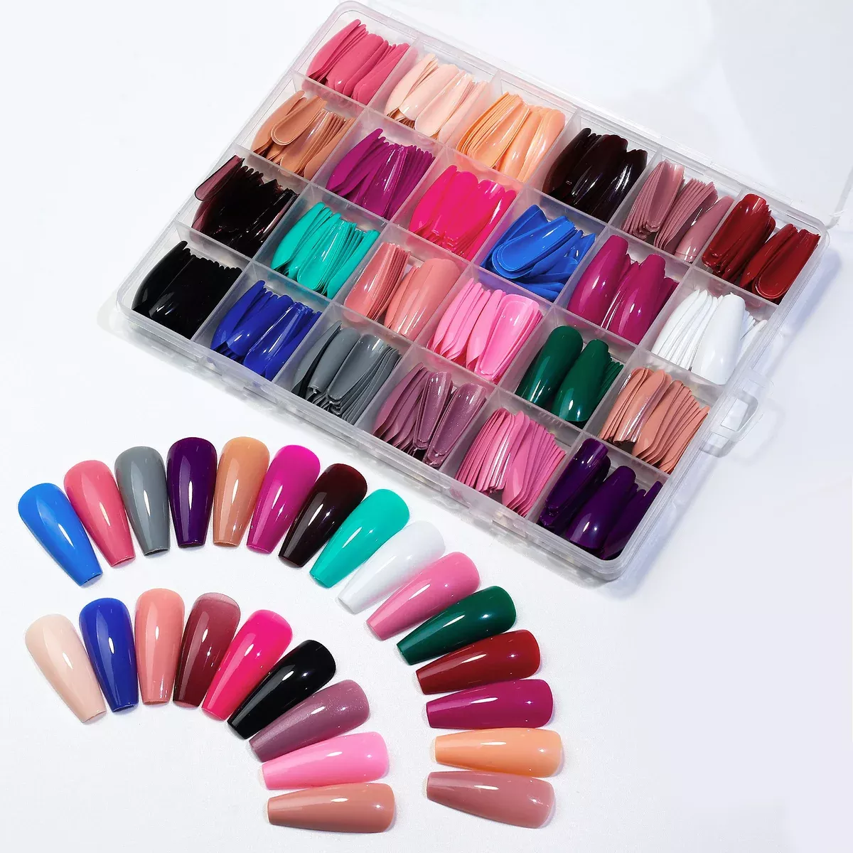 24-Piece Frosted Square Ballet Nail Set