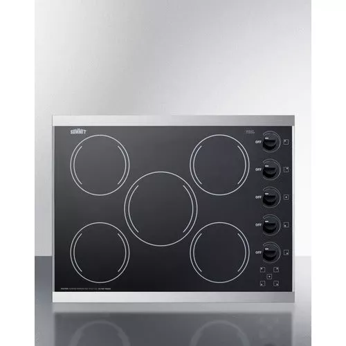 27'' Wide 5-Burner Radiant Cooktop Made In The Usa In Smooth Black Ceramic Glass Finish - CR5B273B Summit